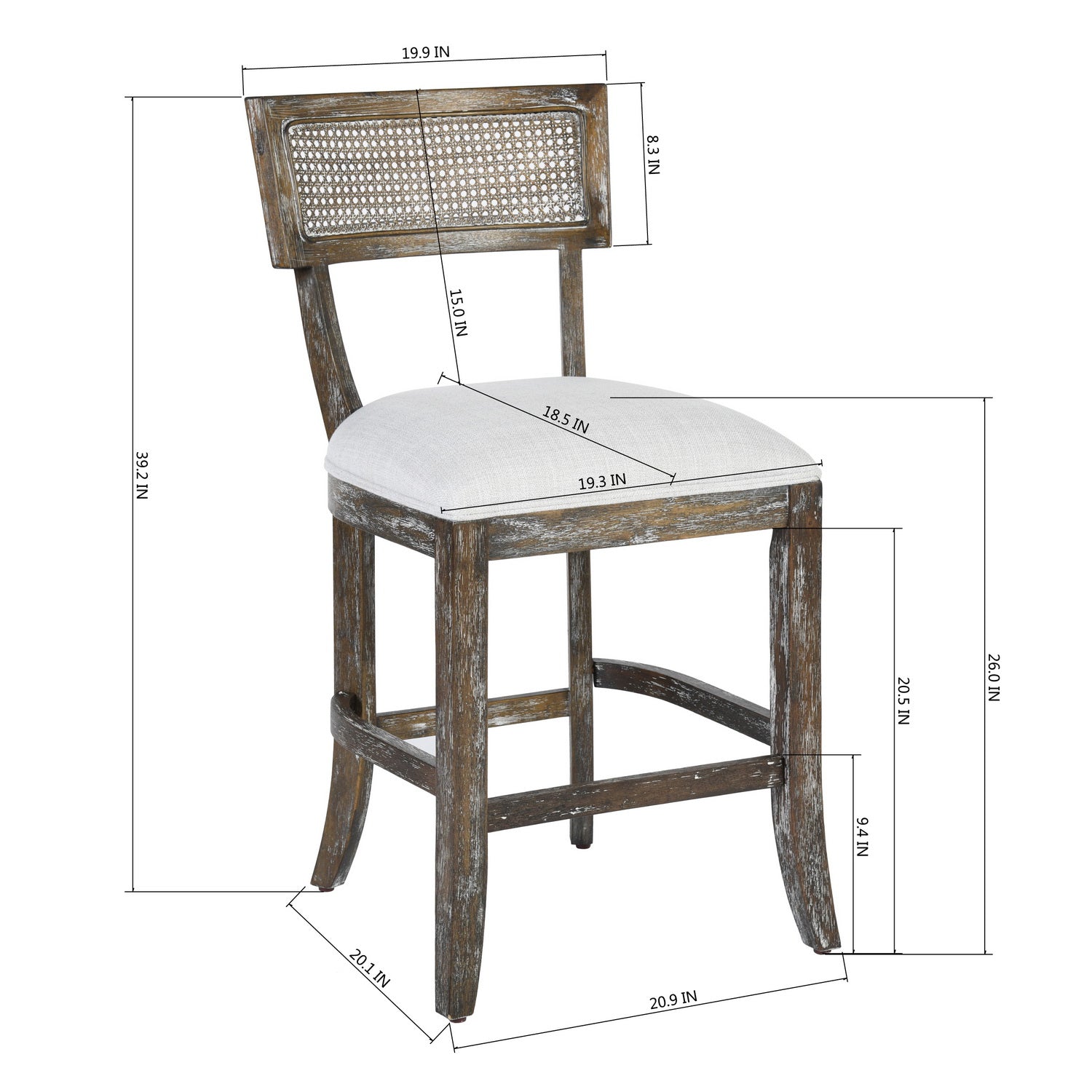Homy Casa RIKKI MIDDLE BAR 19.69" W x 25.2" D x 39.17" H Bar Stool Chair for Home and Workspace