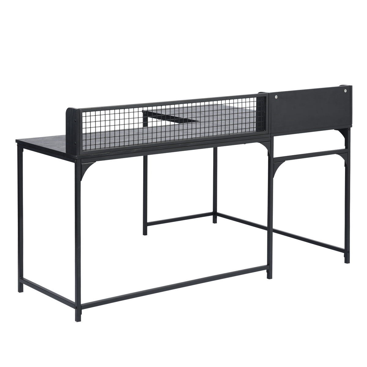 Homy Casa ROGER BLACK B Corner Computer Desk "65" x 43" - Modern Office Workspace Desk