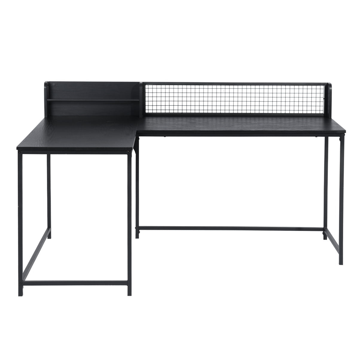 Homy Casa ROGER BLACK B Corner Computer Desk "65" x 43" - Modern Office Workspace Desk