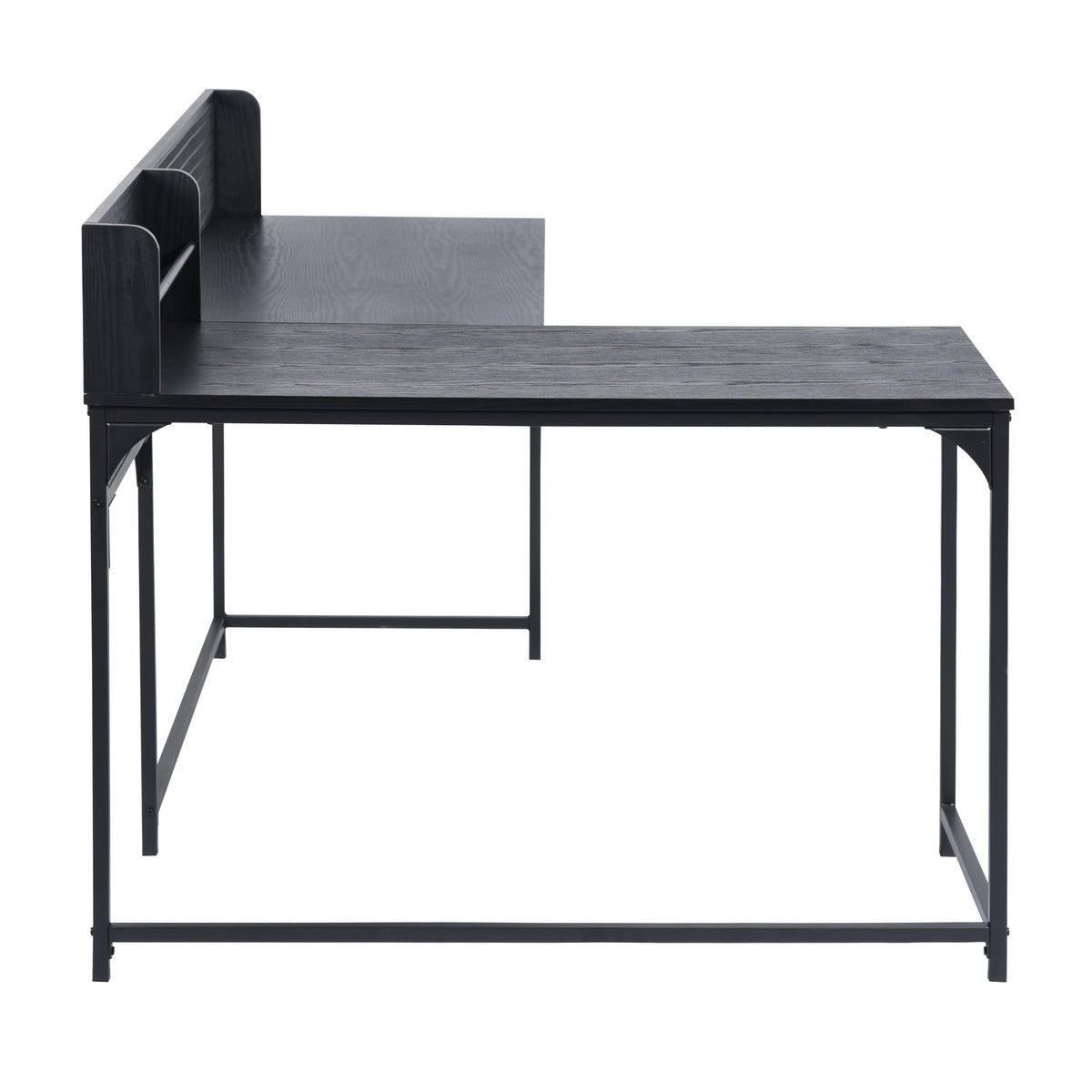Homy Casa ROGER BLACK B Corner Computer Desk "65" x 43" - Modern Office Workspace Desk