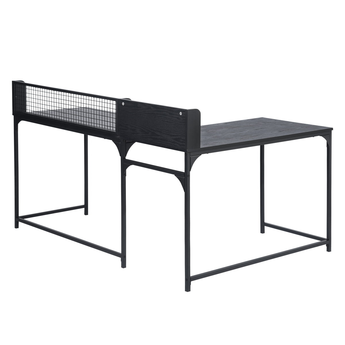 Homy Casa ROGER BLACK B Corner Computer Desk "65" x 43" - Modern Office Workspace Desk