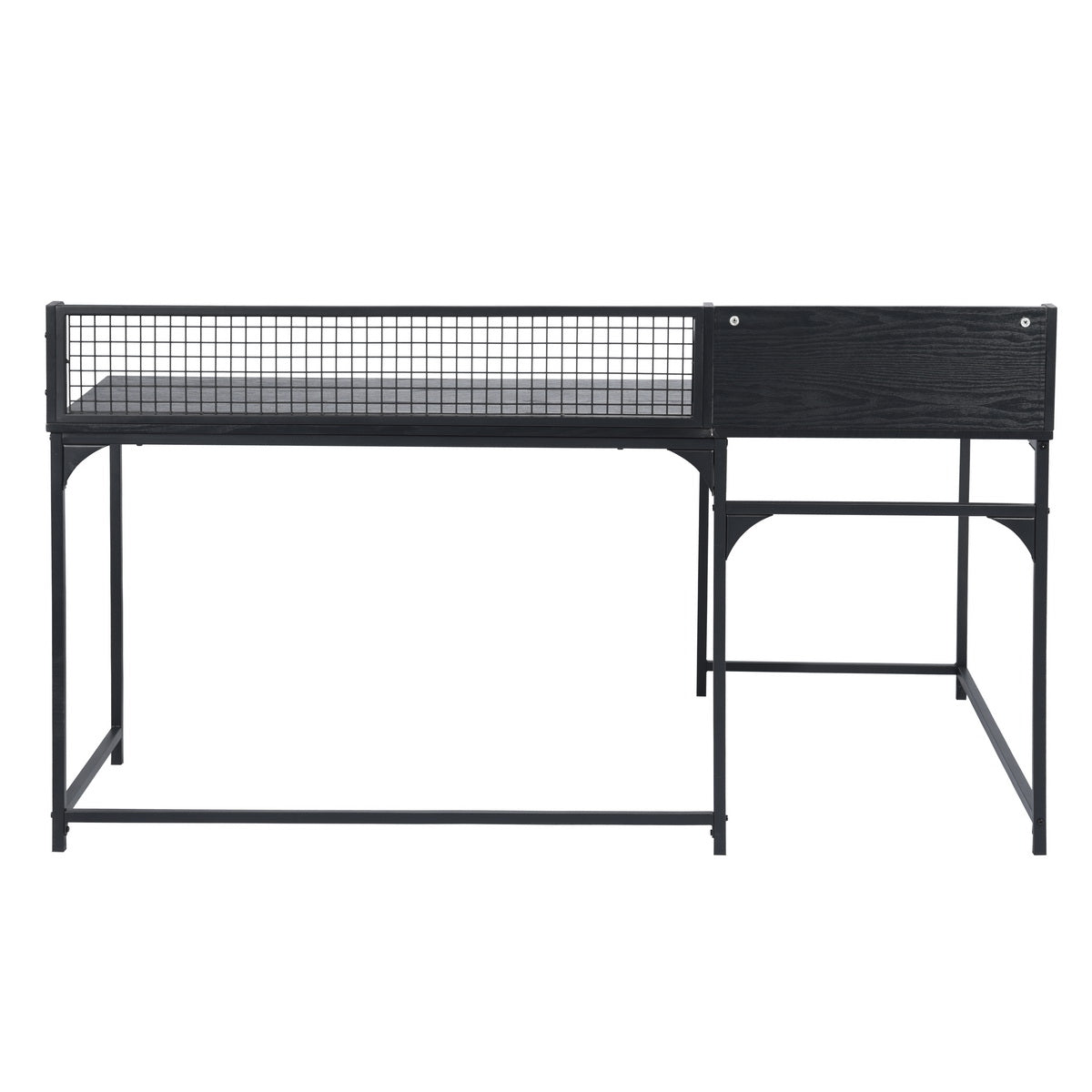 Homy Casa ROGER BLACK B Corner Computer Desk "65" x 43" - Modern Office Workspace Desk