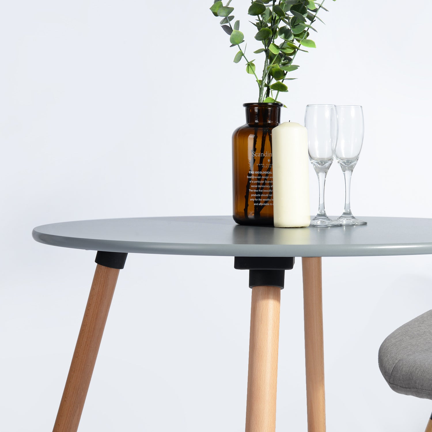 Homy Casa ROOKIE ROUND TOP GREY A 31.5" Dining Table for Home and Workspace Open Box