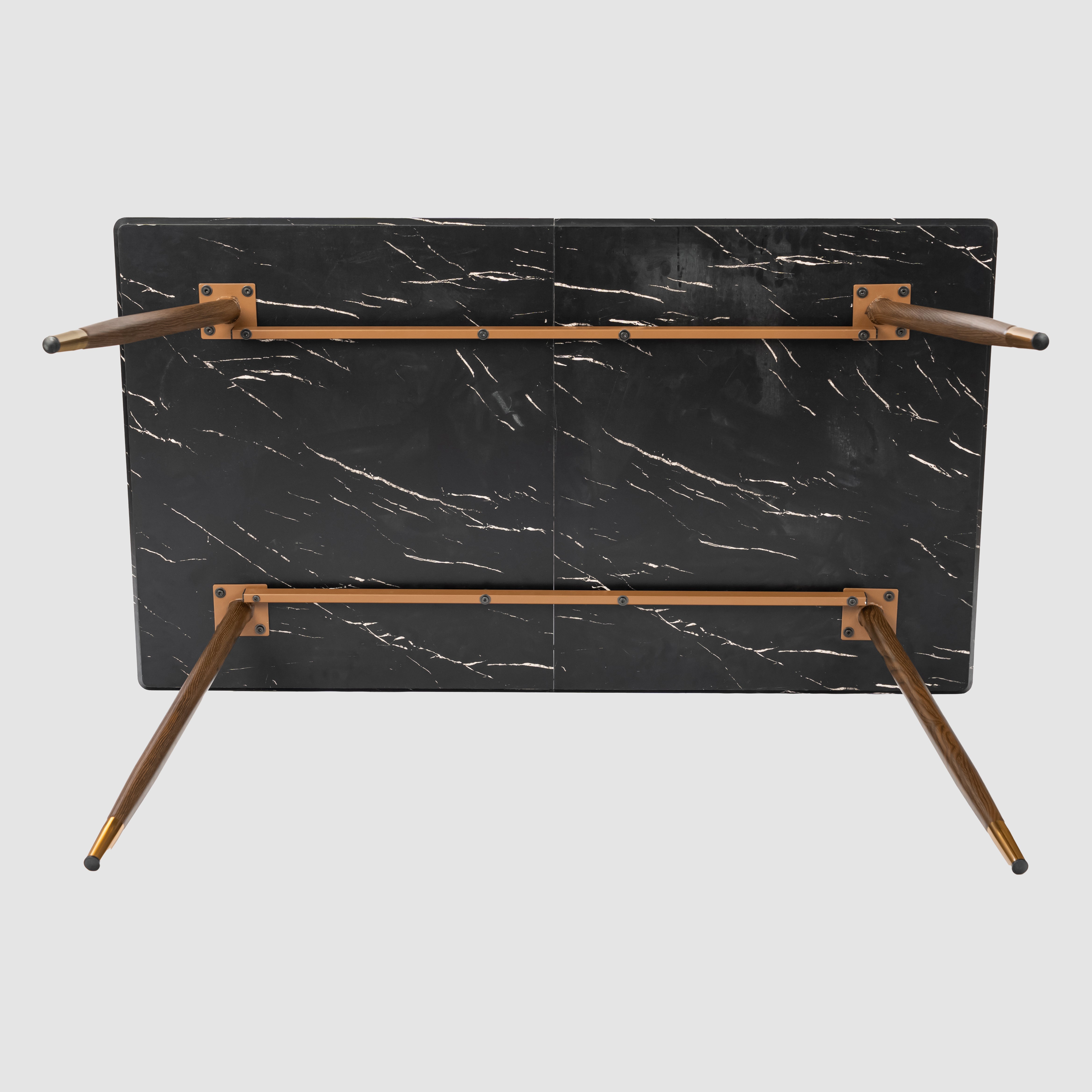 Homy Casa ROSA+ZOMBA 5PC Dining Set 55" Black Marble Table with 4 Zomba Suede Black Chairs