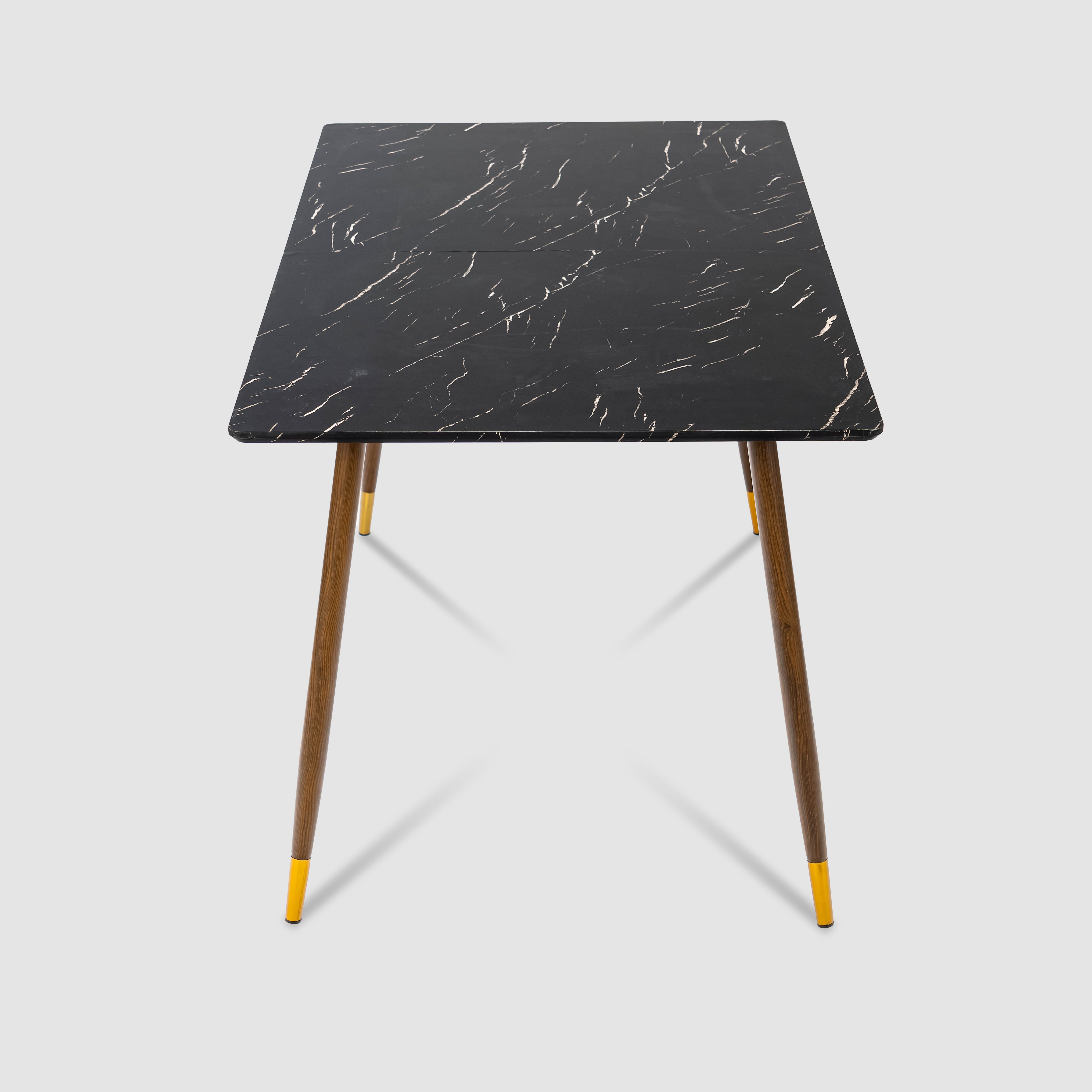 Homy Casa ROSA+ZOMBA 5PC Dining Set 55" Black Marble Table with 4 Zomba Suede Black Chairs
