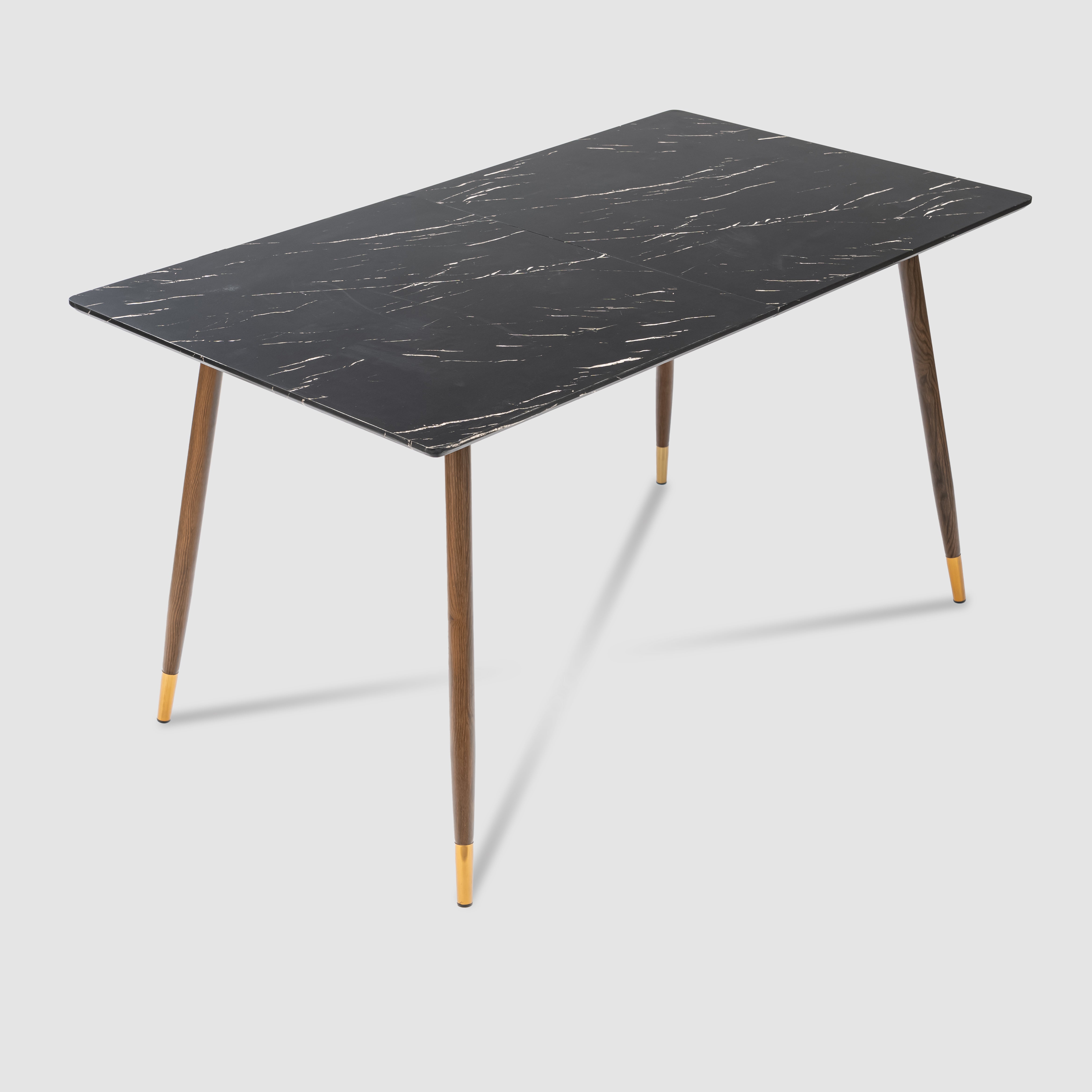 Homy Casa ROSA+ZOMBA 5PC Dining Set 55" Black Marble Table with 4 Zomba Suede Black Chairs