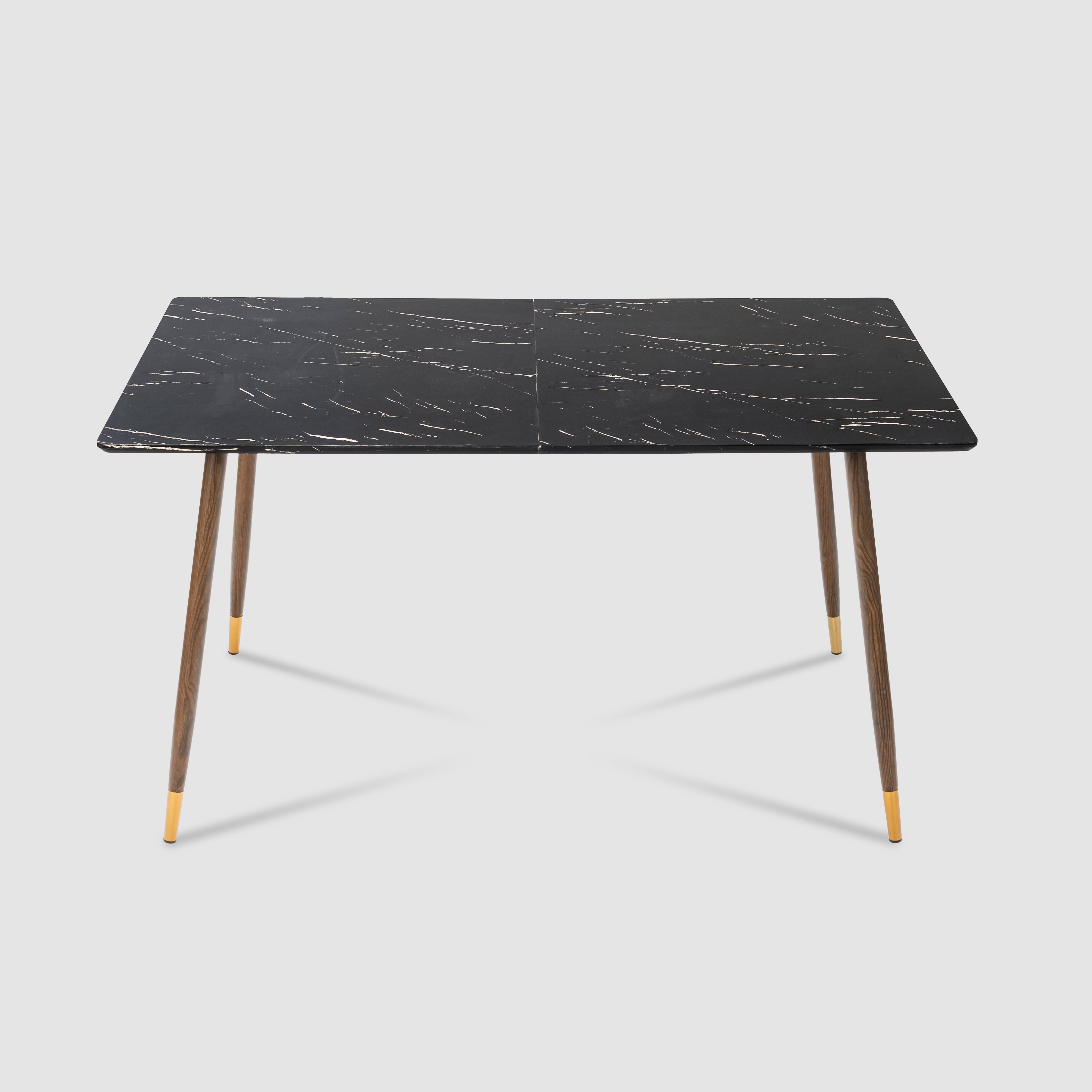 Homy Casa ROSA+ZOMBA 5PC Dining Set 55" Black Marble Table with 4 Zomba Suede Black Chairs