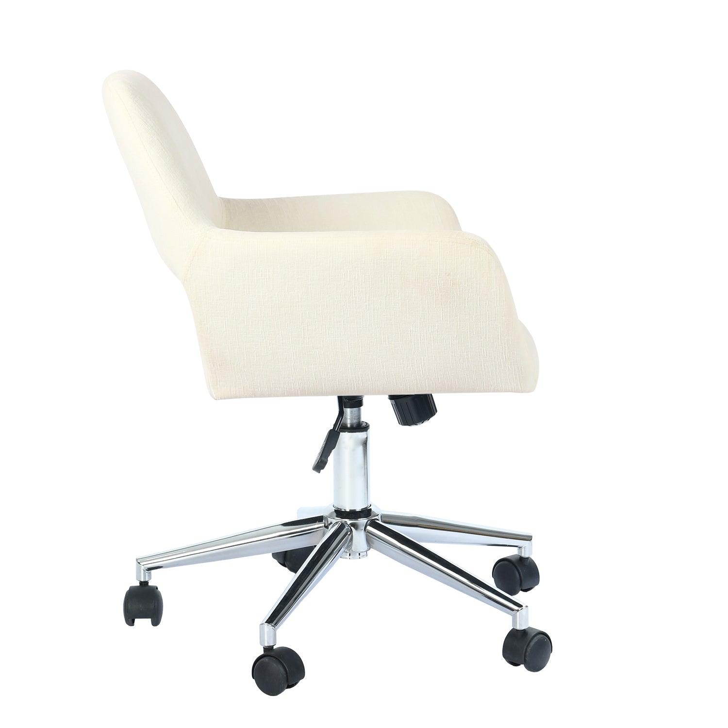 Homy Casa ROSS Adjustable Fabric Task Chair with Chrome Base and PU Casters, Beige, Open Box