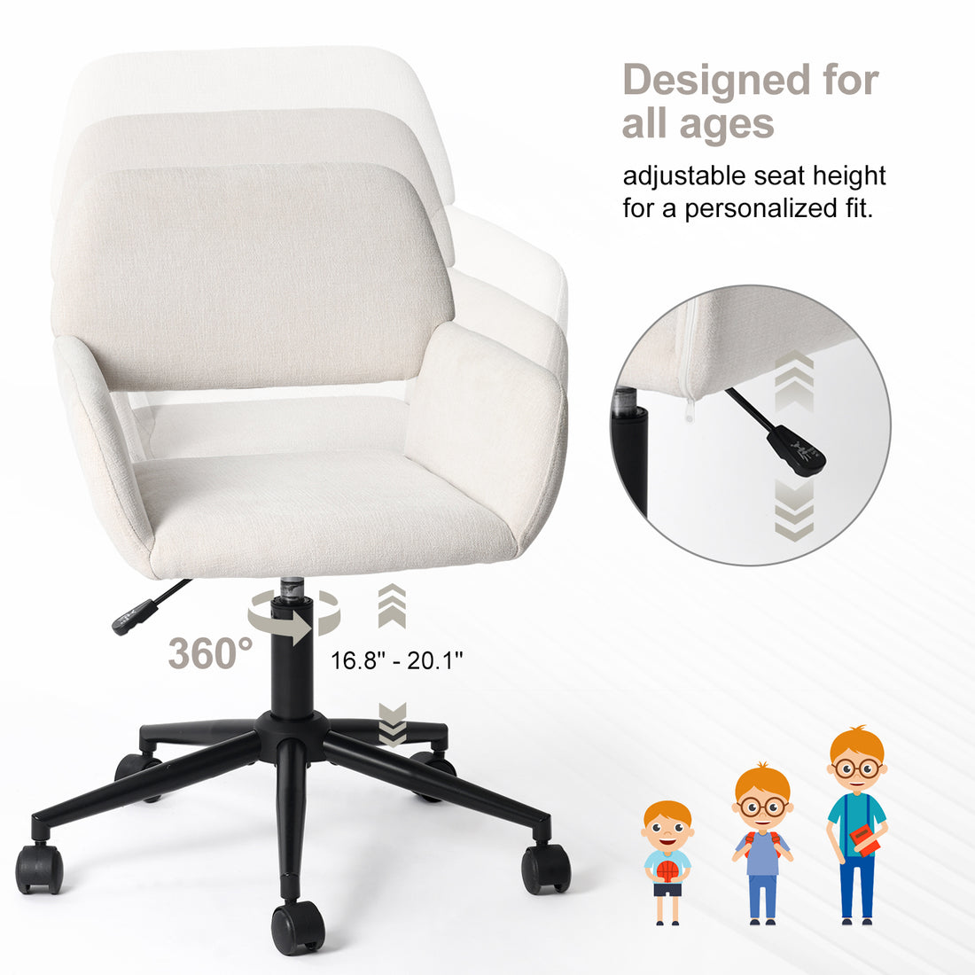Adjustable Height & Swivel Movement