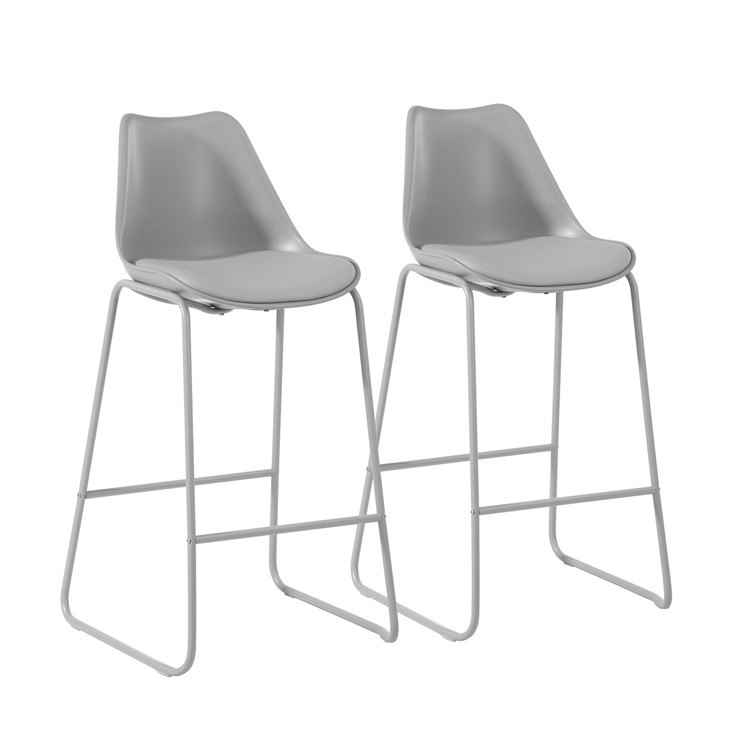 Homy Casa Russ Modern Bar Chair with PU Upholstery and Metal Sled Base, Grey,Open Box