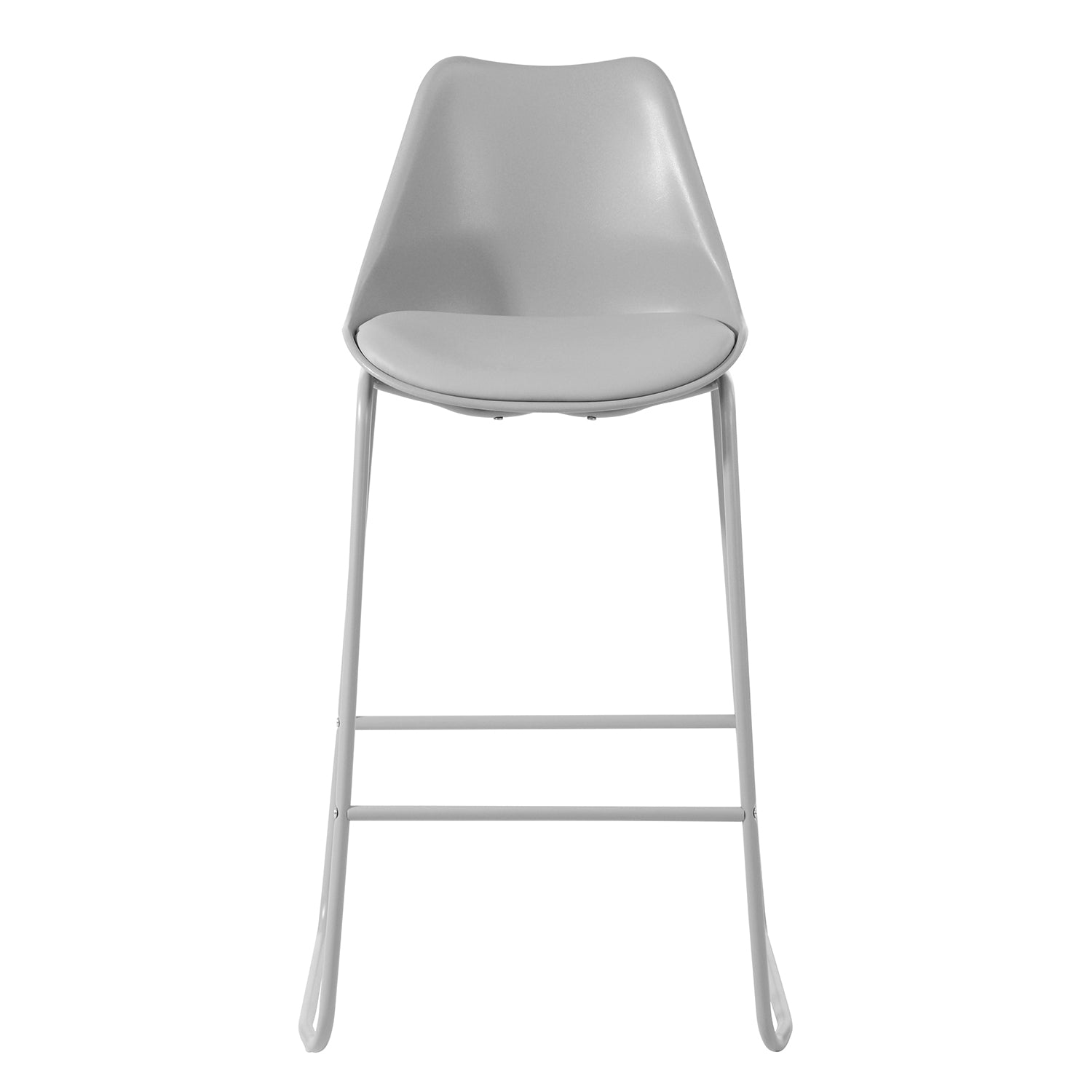 Homy Casa Russ Modern Bar Chair with PU Upholstery and Metal Sled Base, Grey,Open Box