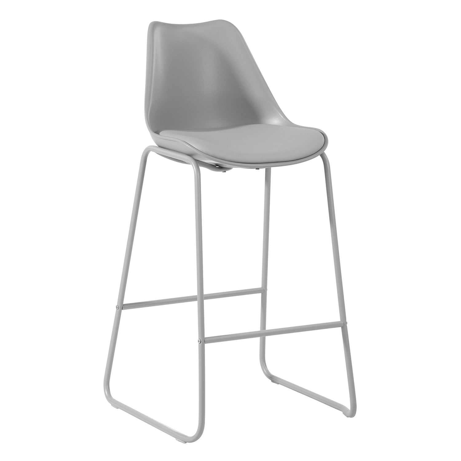 Homy Casa Russ Modern Bar Chair with PU Upholstery and Metal Sled Base, Grey,Open Box