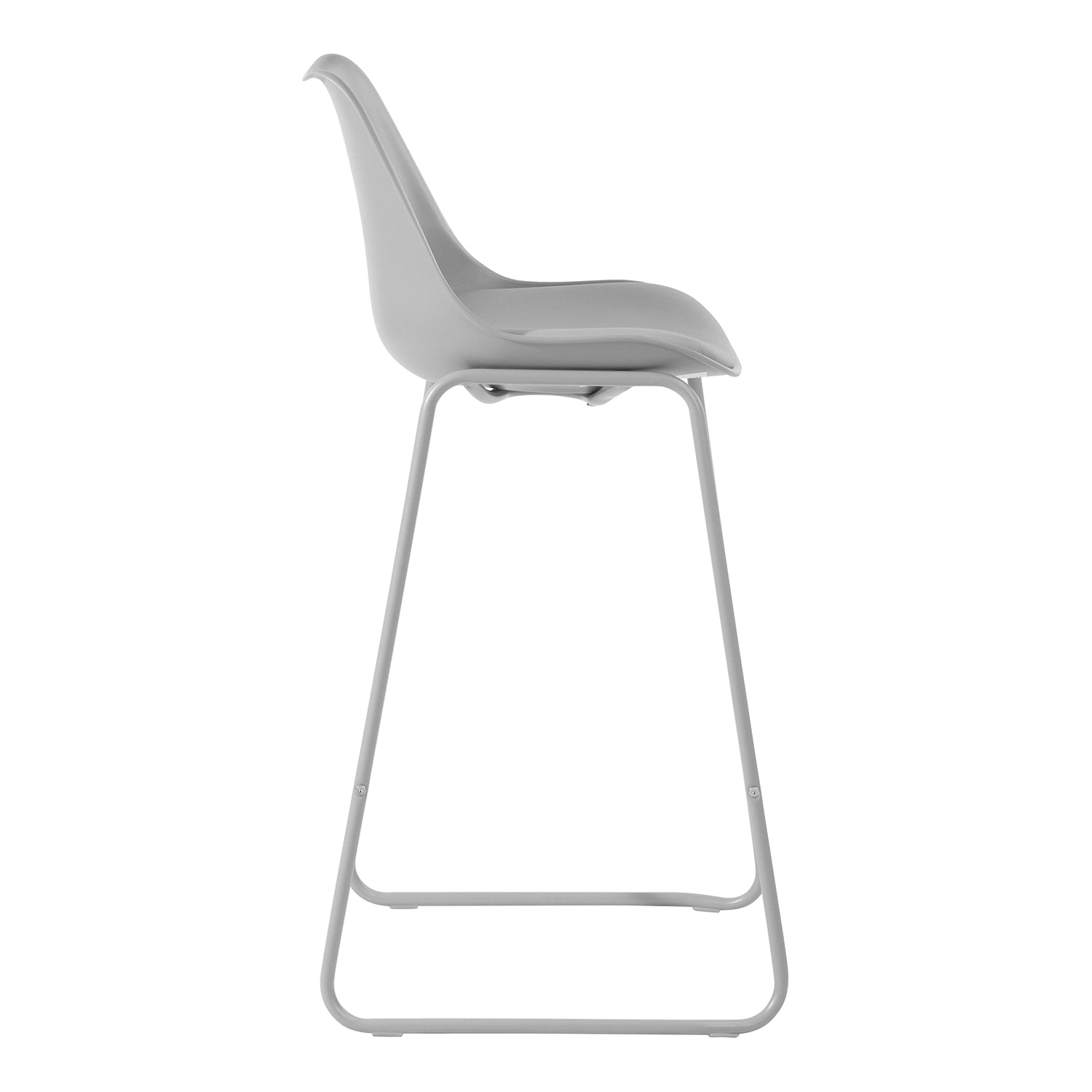 Homy Casa Russ Modern Bar Chair with PU Upholstery and Metal Sled Base, Grey,Open Box