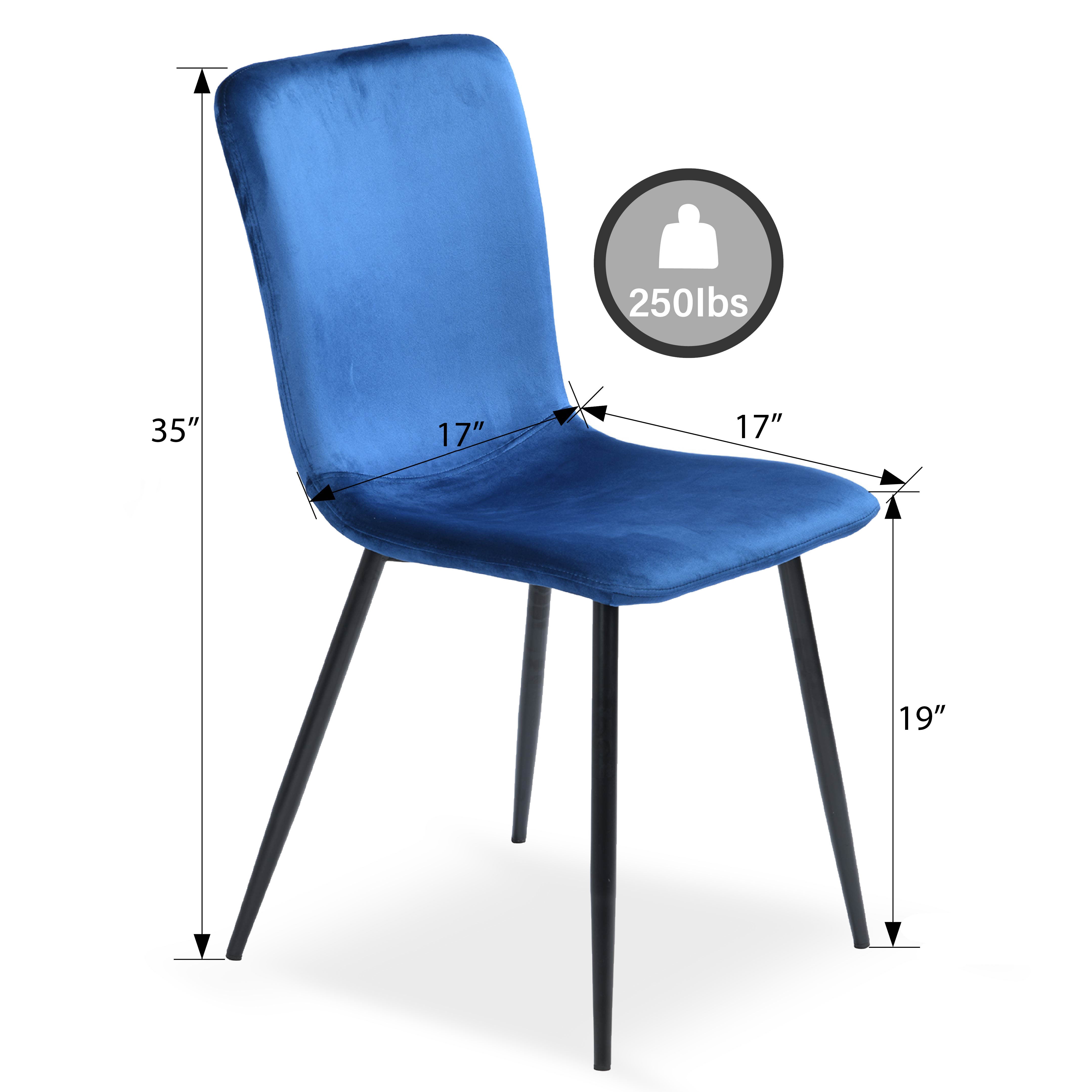Homy Casa SCARGILL DINING BLUE VELVET BLACK LEG 17.32" W x 21.26" D x 34.25" H Dining Chair Open Box
