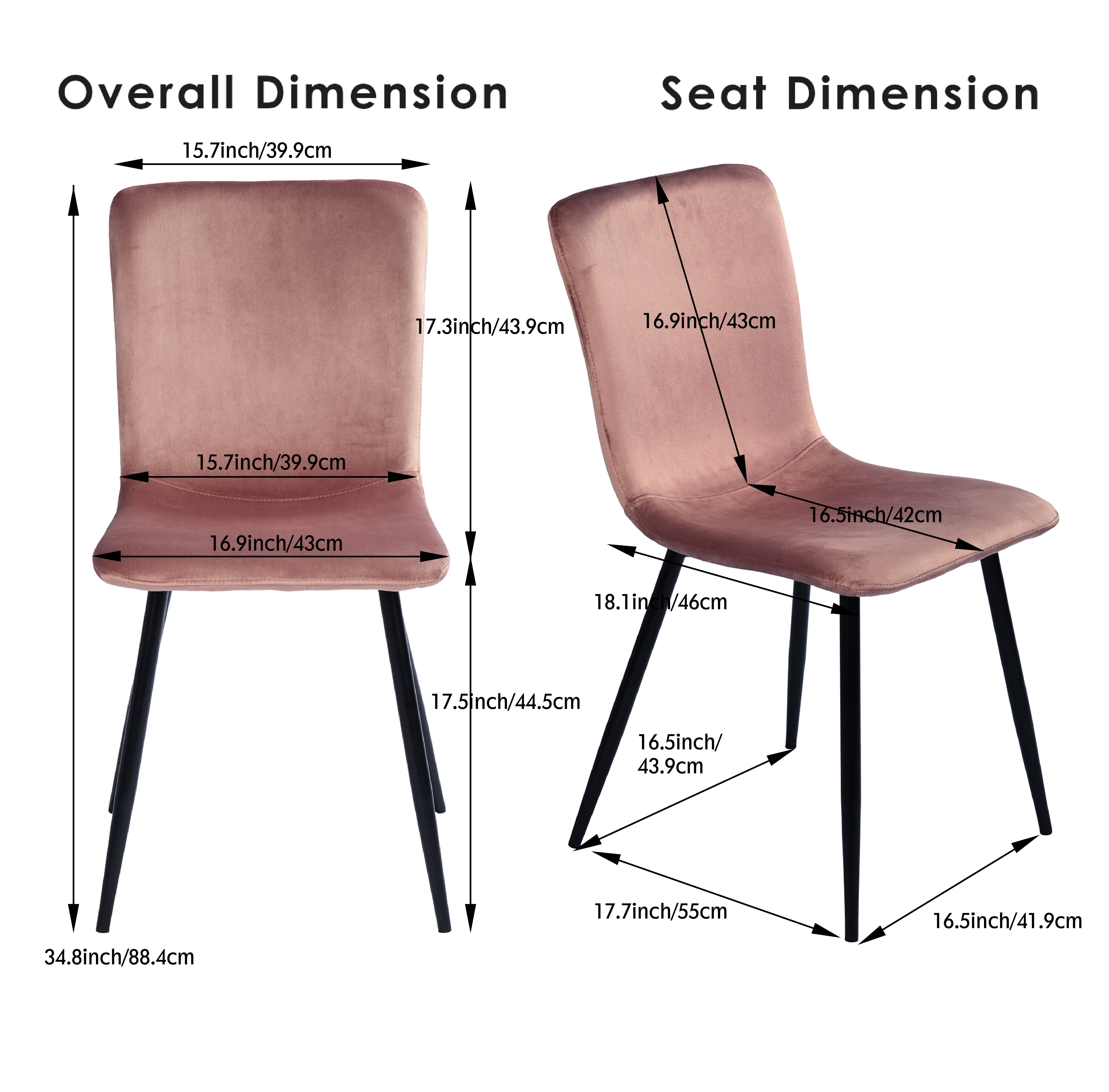 Homy Casa SCARGILL 4PC Velvet Rose Dining Chair Open Box