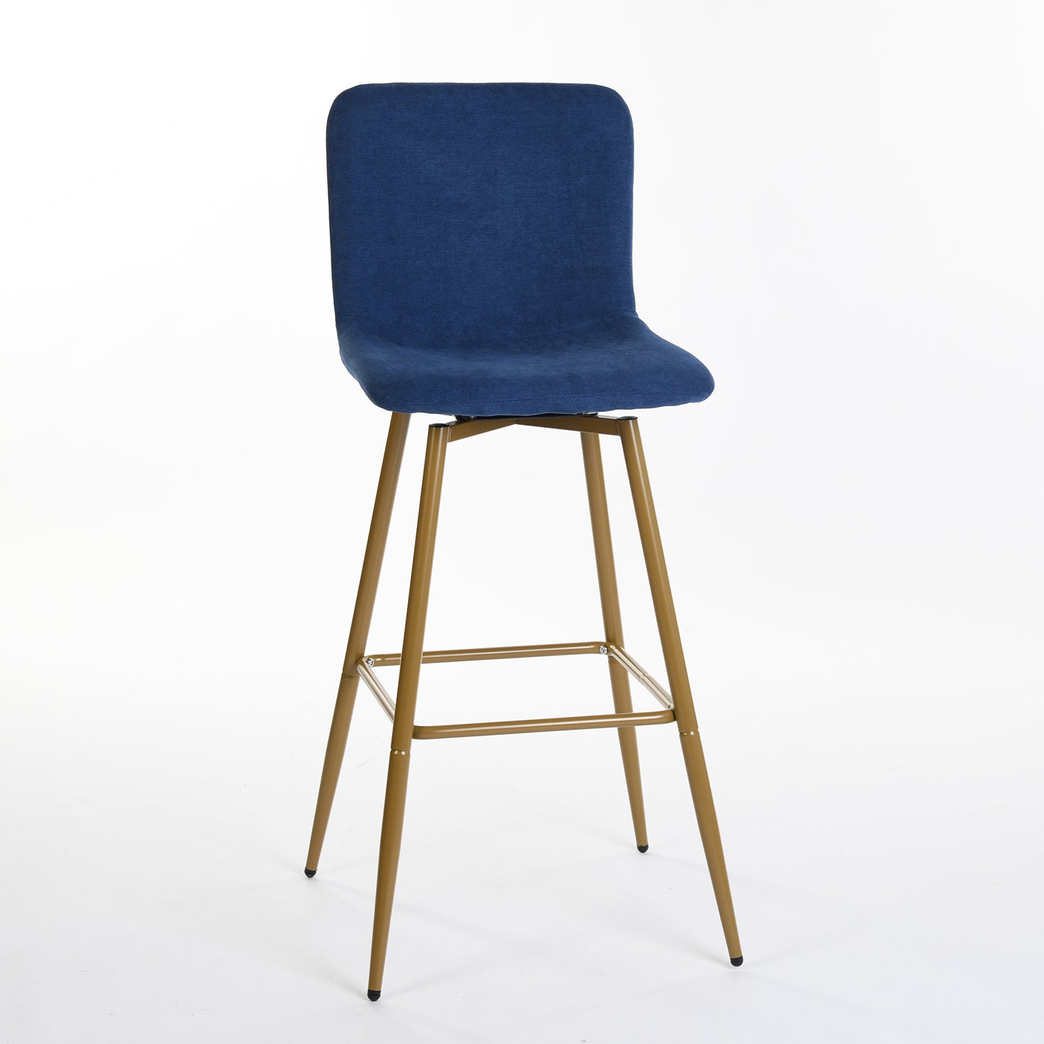 Homy Casa SCARGILL 2PC Navy Blue Barstool with Gold Legs, Modern Upholstered Bar Chair Open Box
