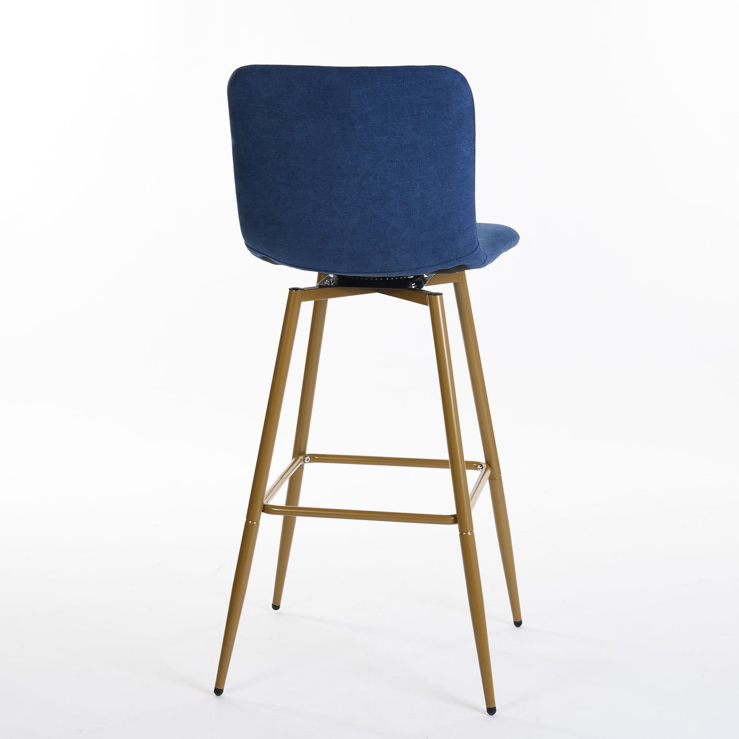 Homy Casa SCARGILL 2PC Navy Blue Barstool with Gold Legs, Modern Upholstered Bar Chair Open Box