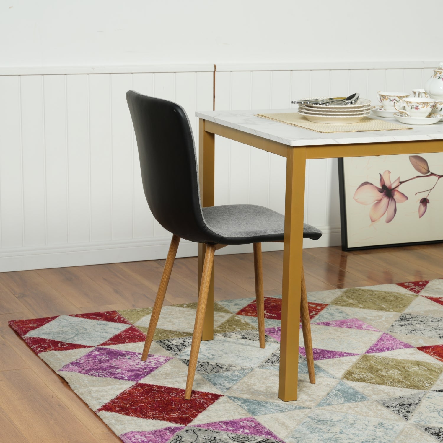 Scargill Modern Upholstered Dining Chairs with Oak Wood-Tone Legs Set of 4