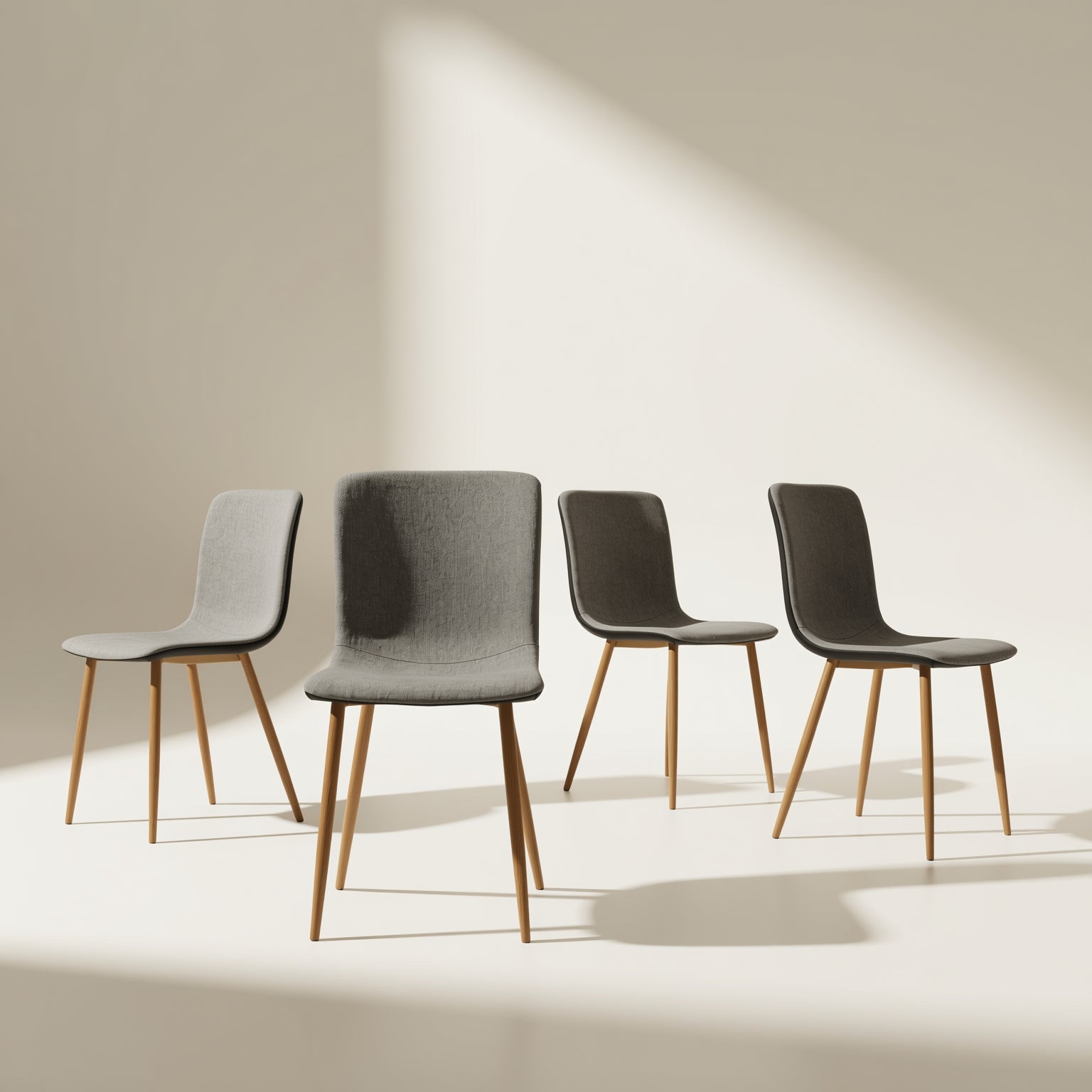 Homy Casa SCARGILL 4PC DARK GREY Modern Dining Chairs, Fabric Seat, Golden Steel Frame ,Open Box