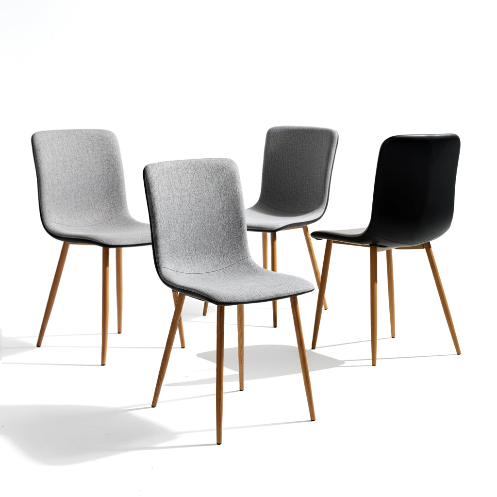 Homy Casa SCARGILL 4PC DARK GREY Modern Dining Chair, Fabric Seat & Back, Golden Steel Frame Open Box