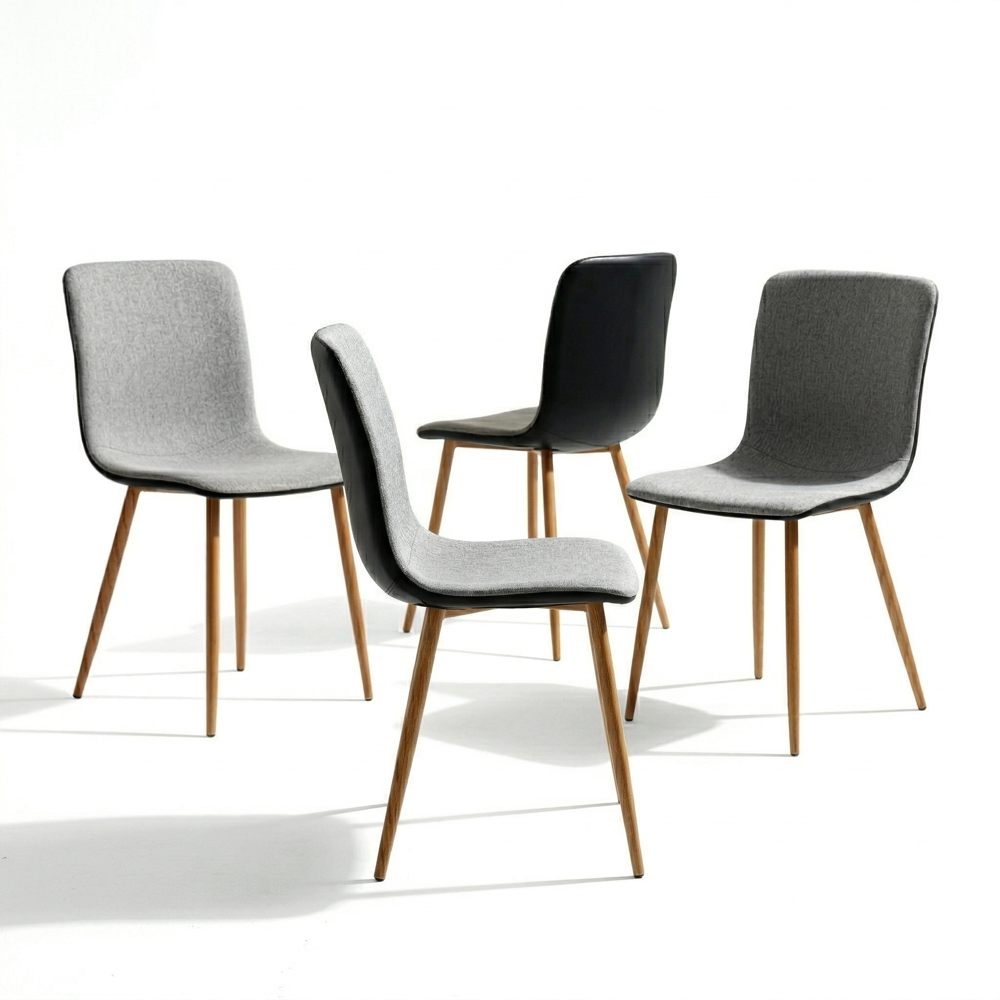 Homy Casa SCARGILL 4PC DARK GREY Modern Dining Chair, Fabric Seat & Back, Golden Steel Frame Open Box