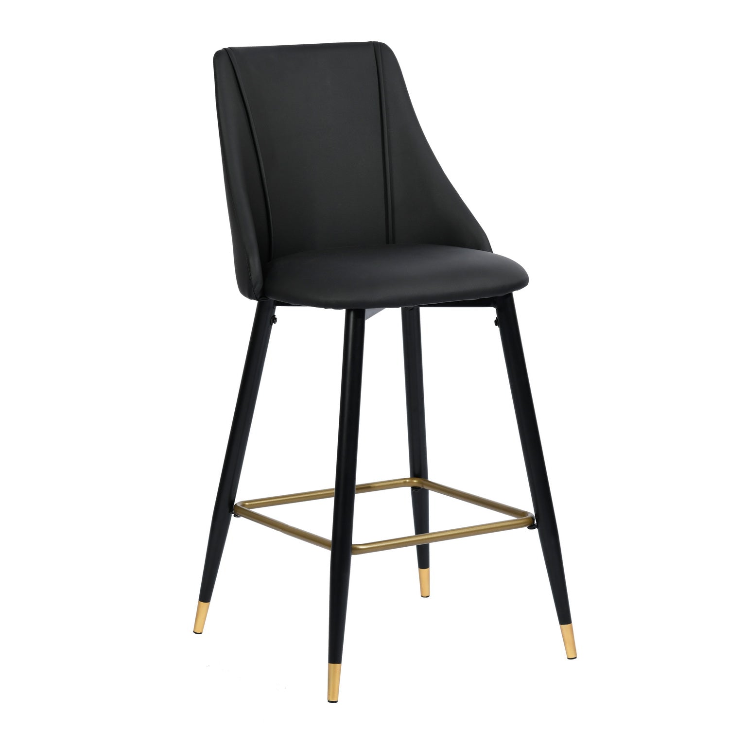 Homy Casa SMEG Counter Black PU Barstool "20.08" x 18.5" x 38.39" Swivel Bar Stool for Home and Workspace Open Box