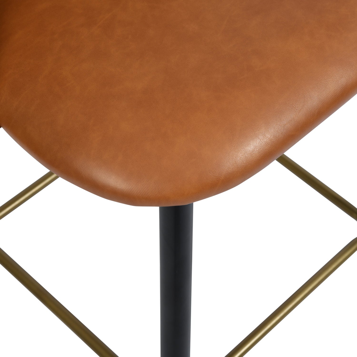 Homy Casa SMEG Counter Cognac PU Swivel Barstool "20.08''L x 18.5''W x 38.39''H" Modern Bar Seating Open Box
