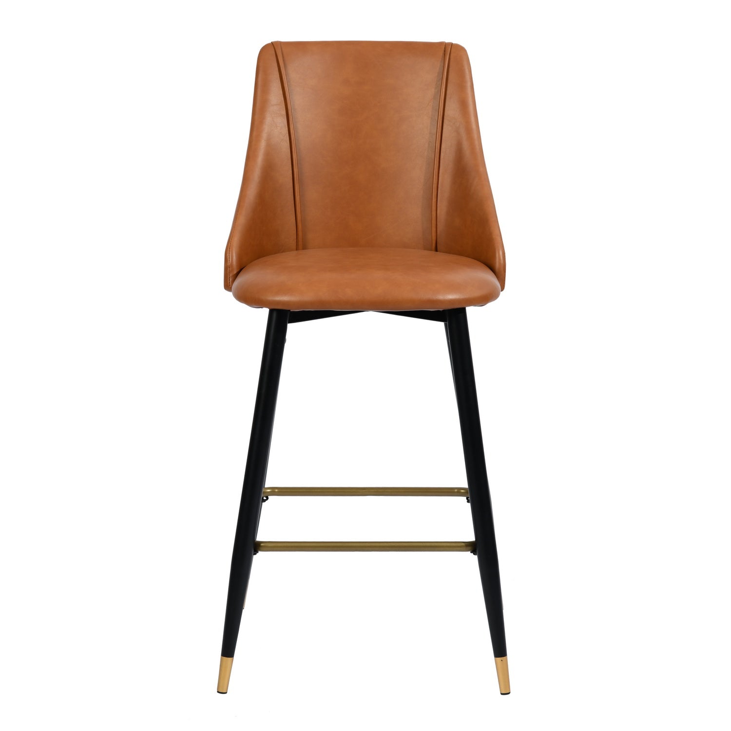 Homy Casa SMEG Counter Cognac PU Swivel Barstool "20.08''L x 18.5''W x 38.39''H" Modern Bar Seating Open Box