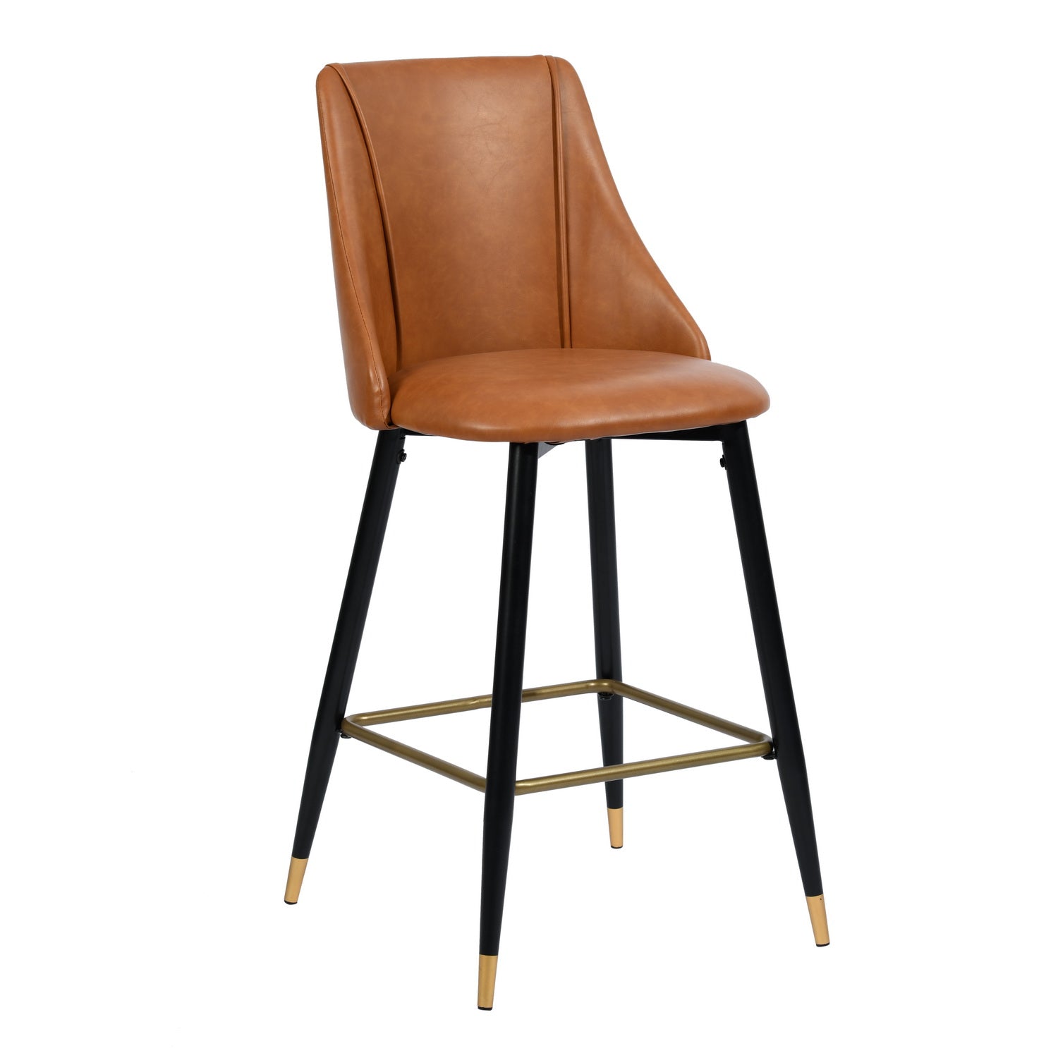 Homy Casa SMEG Counter Cognac PU Swivel Barstool "20.08''L x 18.5''W x 38.39''H" Modern Bar Seating Open Box