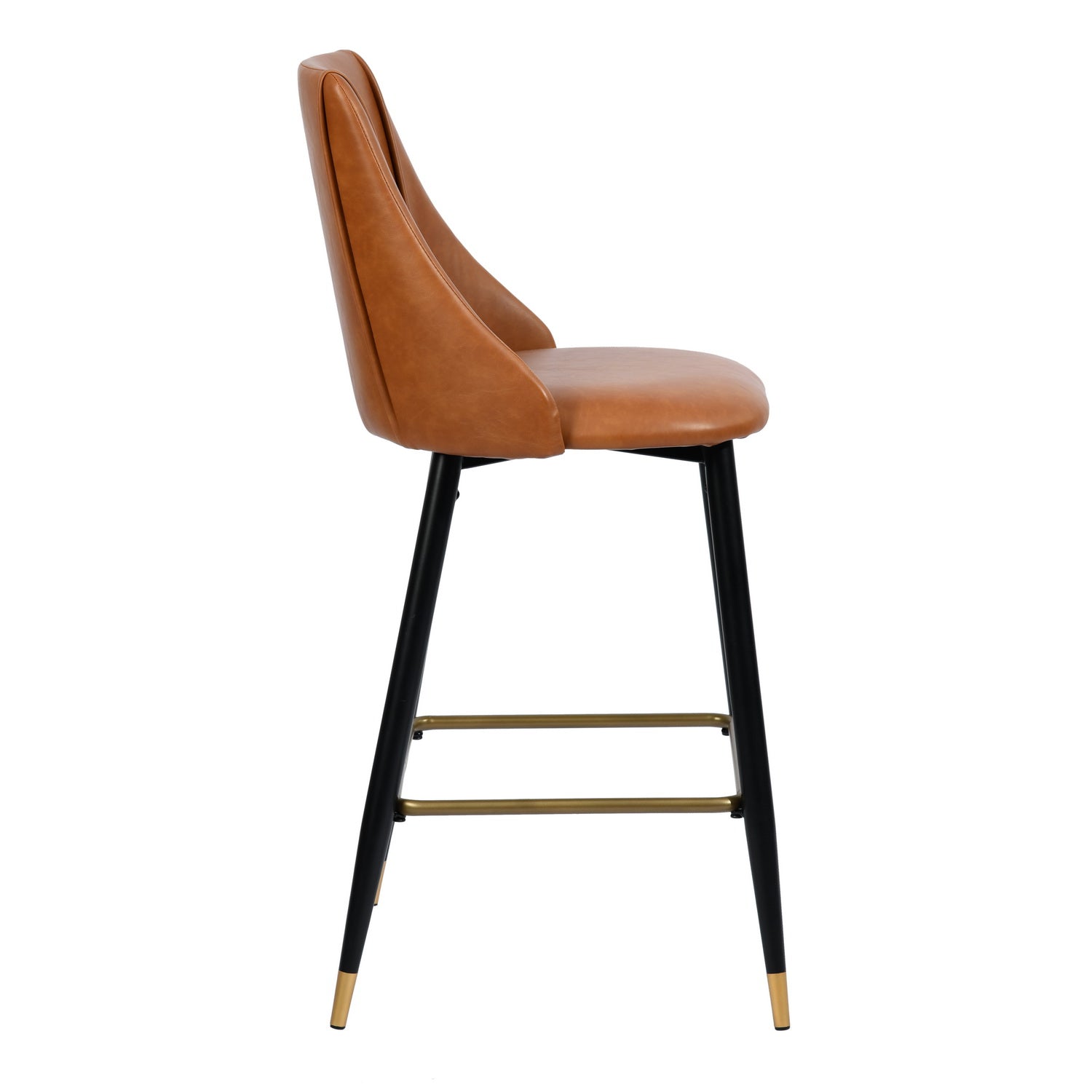 Homy Casa SMEG Counter Cognac PU Swivel Barstool "20.08''L x 18.5''W x 38.39''H" Modern Bar Seating Open Box