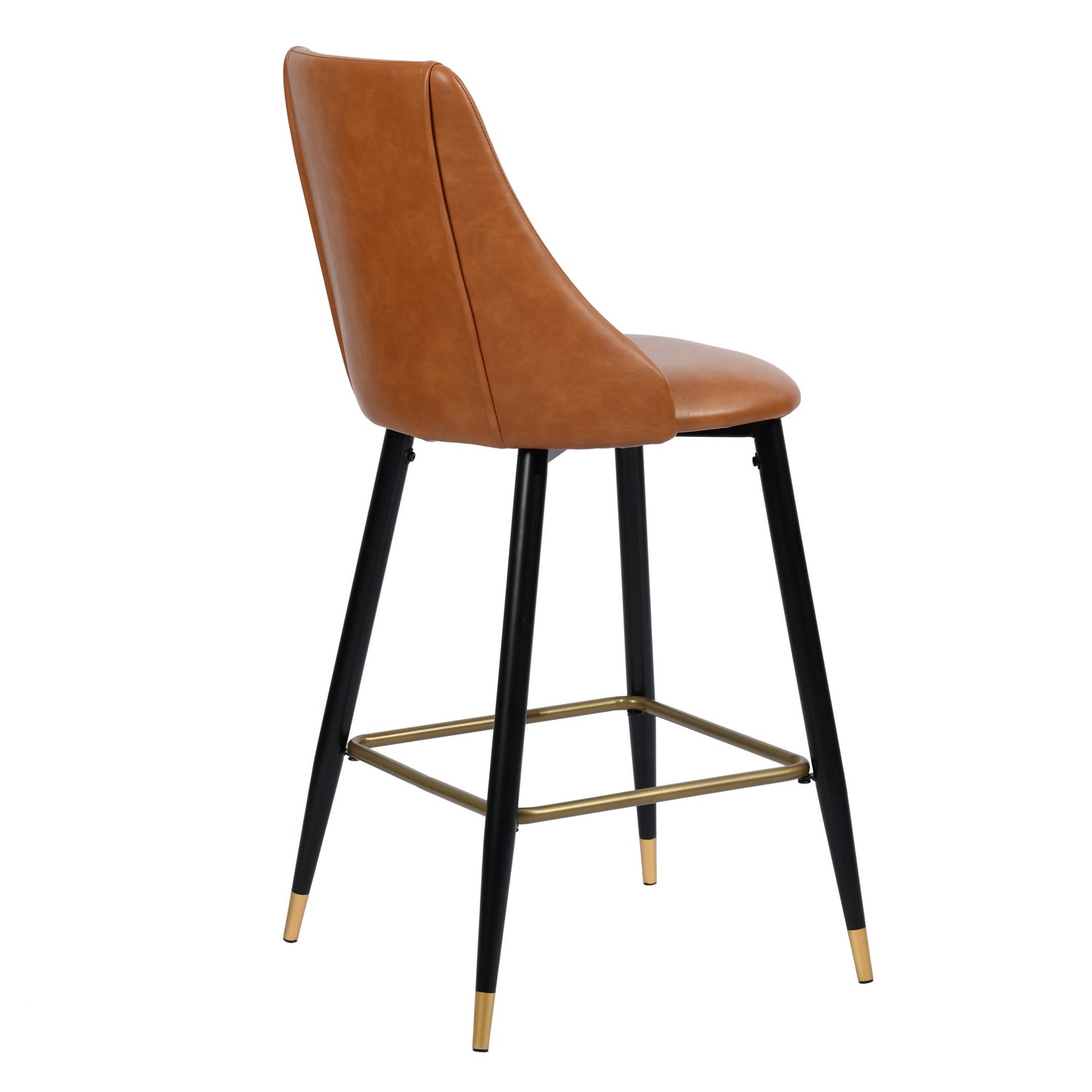 Homy Casa SMEG Counter Cognac PU Swivel Barstool "20.08''L x 18.5''W x 38.39''H" Modern Bar Seating Open Box