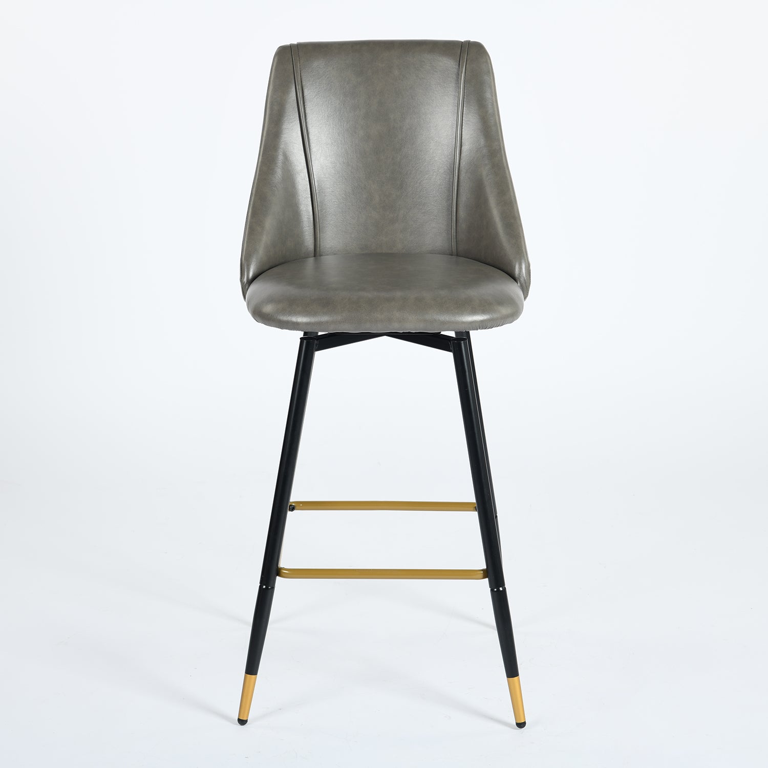 Homy Casa SMEG Counter Grey PU Swivel Barstool 20.08" W x 18.5" D x 38.39" H Bar Seating