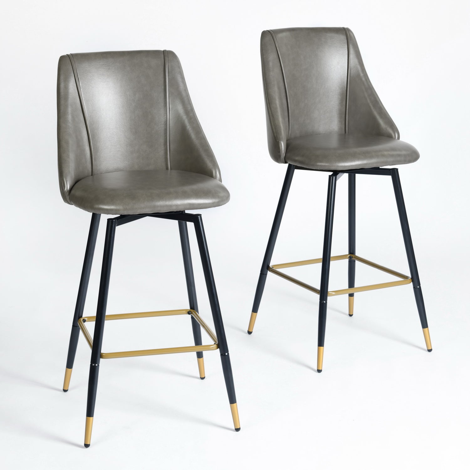 Homy Casa SMEG Counter Grey PU Swivel Barstool 20.08" W x 18.5" D x 38.39" H Bar Seating
