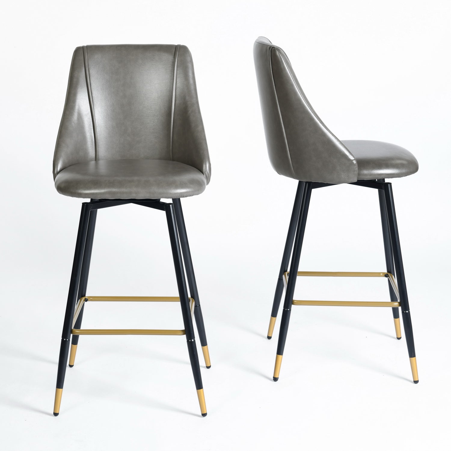 Homy Casa SMEG Counter Grey PU Swivel Barstool 20.08" W x 18.5" D x 38.39" H Bar Seating