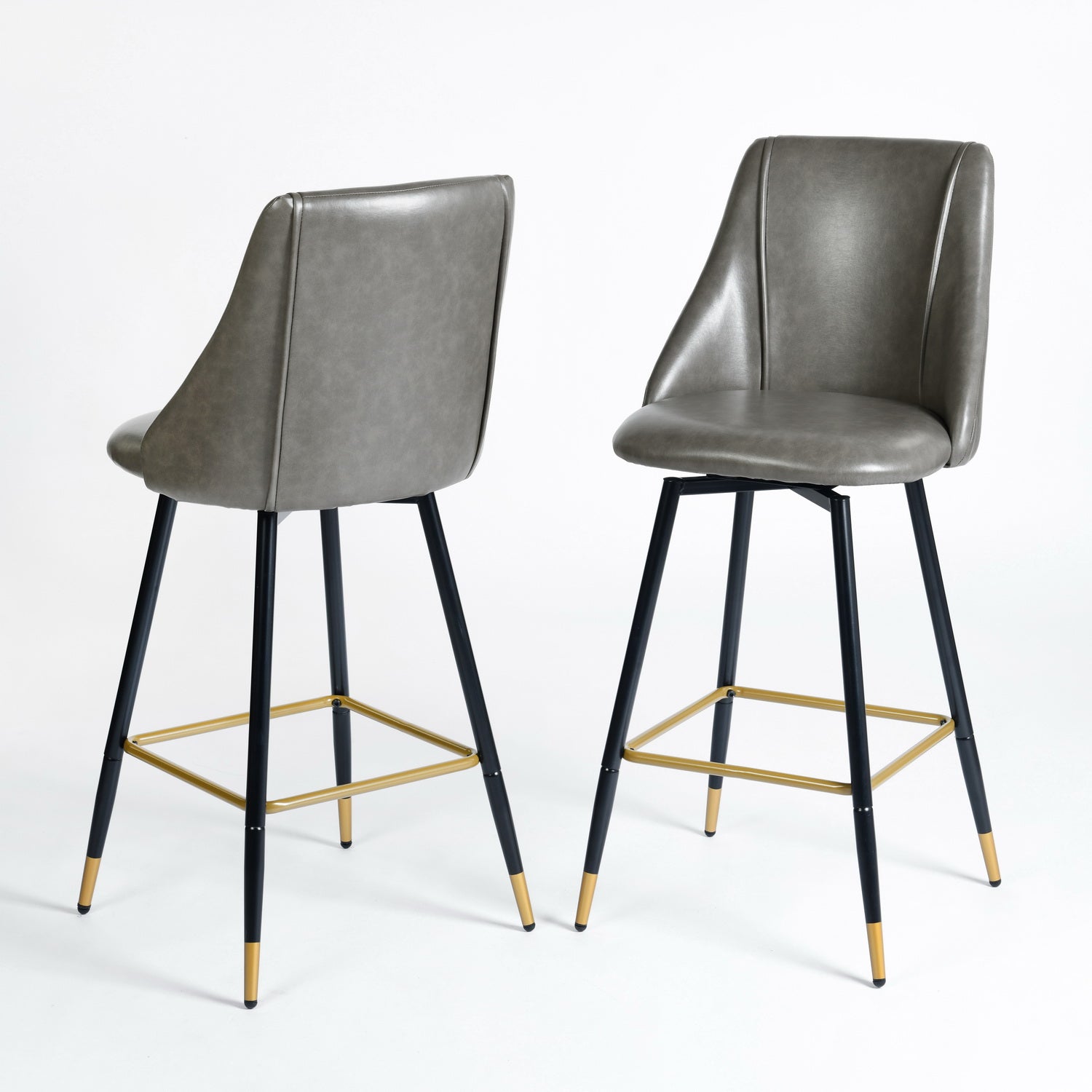 Homy Casa SMEG Counter Grey PU Swivel Barstool 20.08" W x 18.5" D x 38.39" H Bar Seating