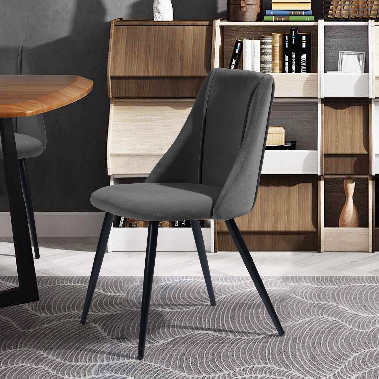 Homy Casa SMEG 2PC High Back Upholstered Chair for Dining Room, Office, or Bedroom, Grey