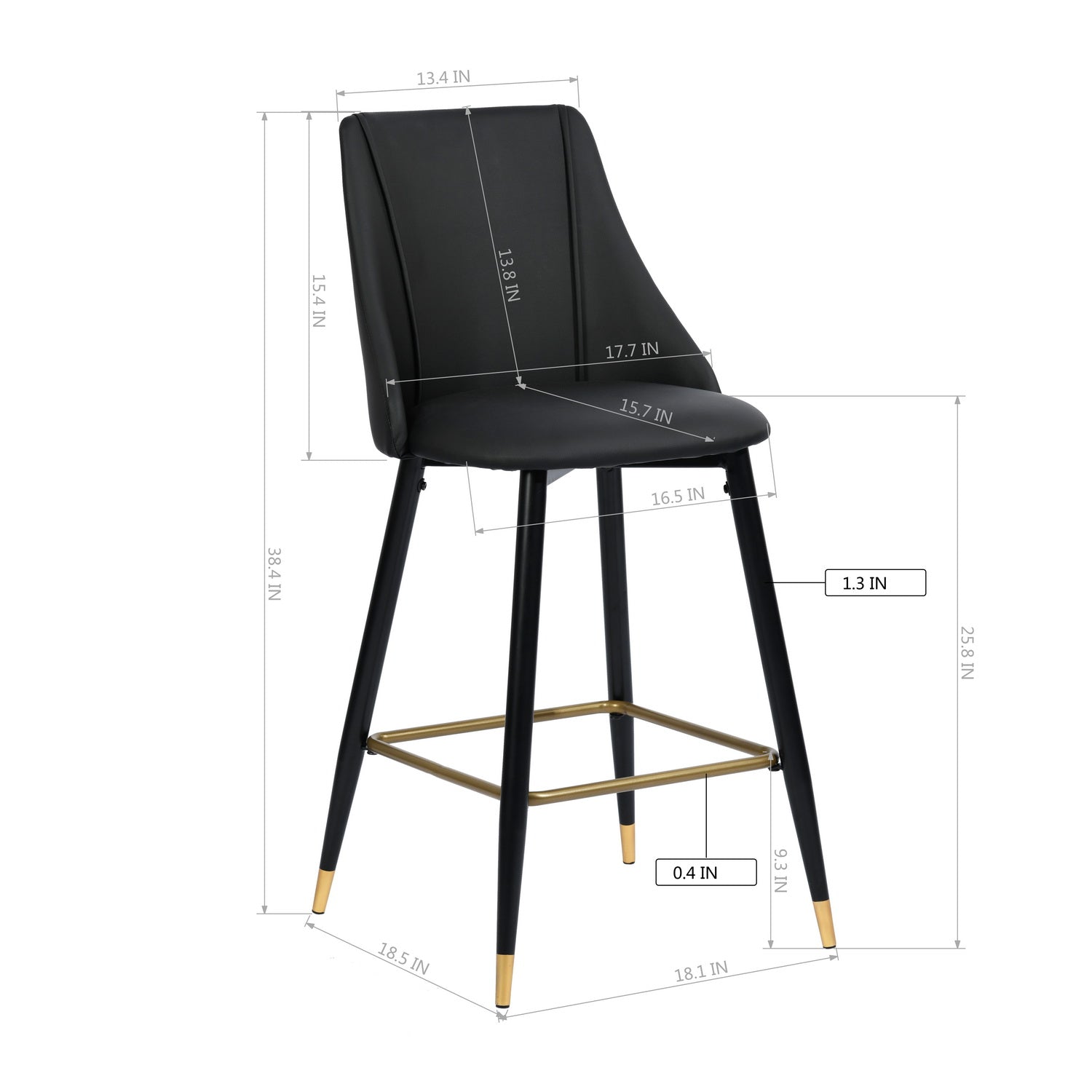 Homy Casa Smeg  26"Modern PU Bar Stool, Black,Open Box