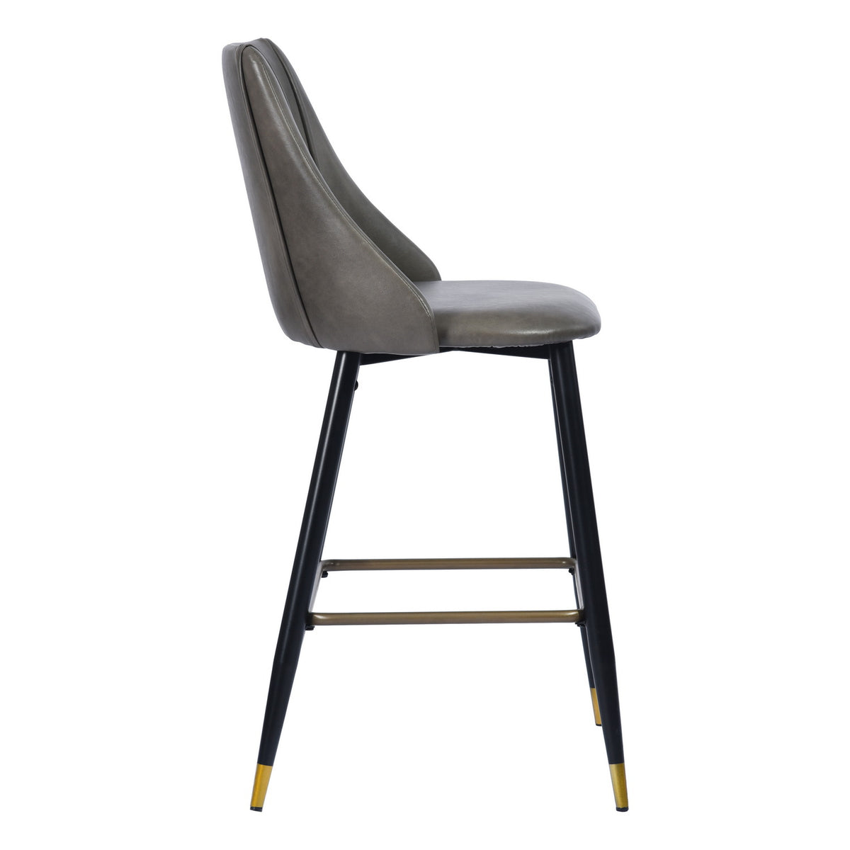 Homy Casa SMEG 4PC 25" Gray PU Leather Counter Height Bar Stools with Black & Gold Legs Open Box