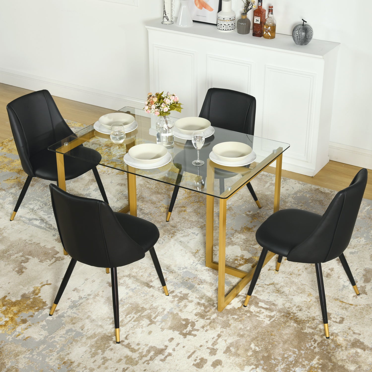 Homy Casa Smeg 33" Modern PU Dining Chair, Black,Open Box