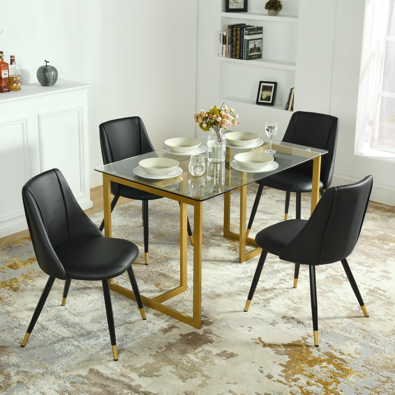 Homy Casa Smeg 33" Modern PU Dining Chair, Black,Open Box