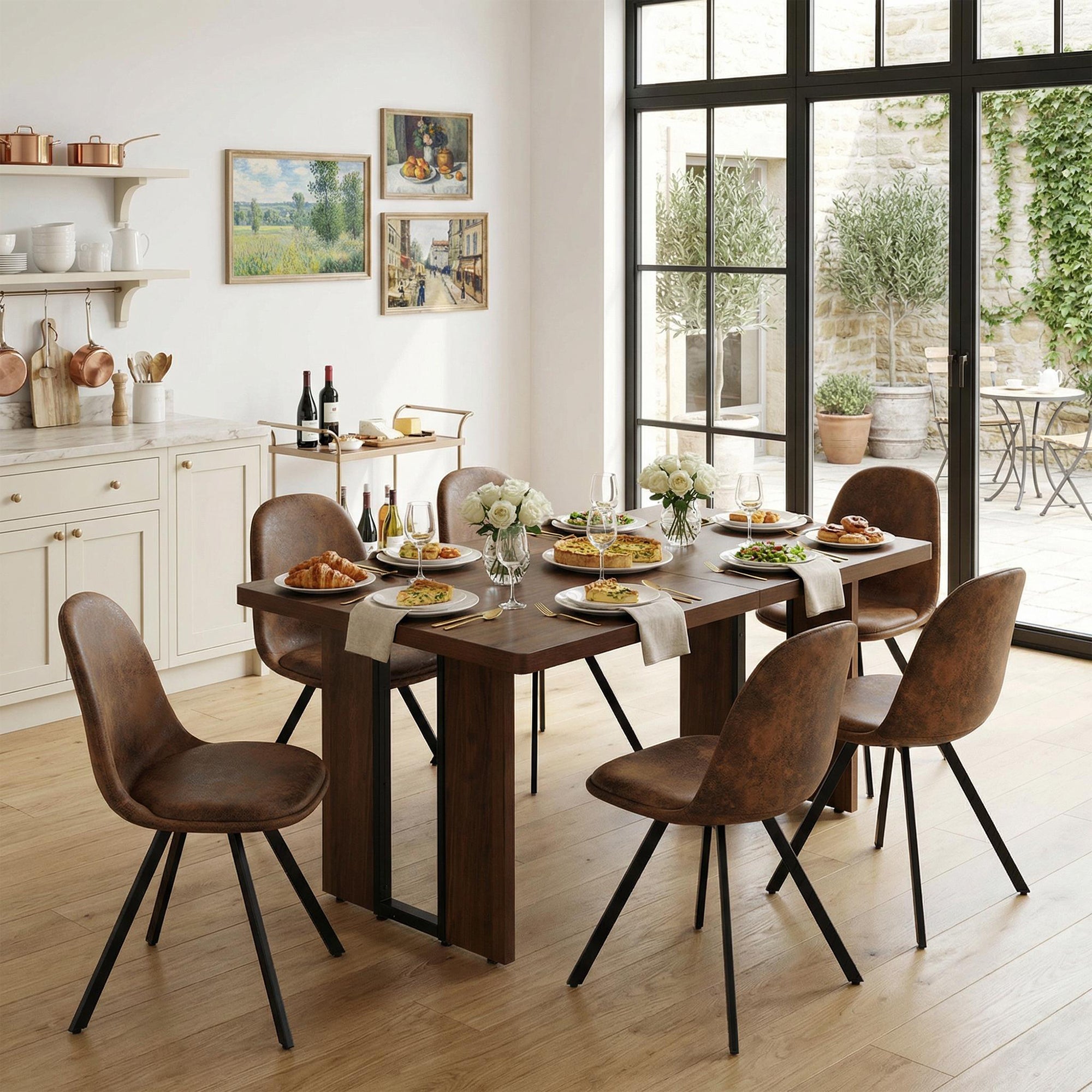 Homy Casa SORIAN Industrial MDF Dining Table 63" x 35" Modern Wood Finish