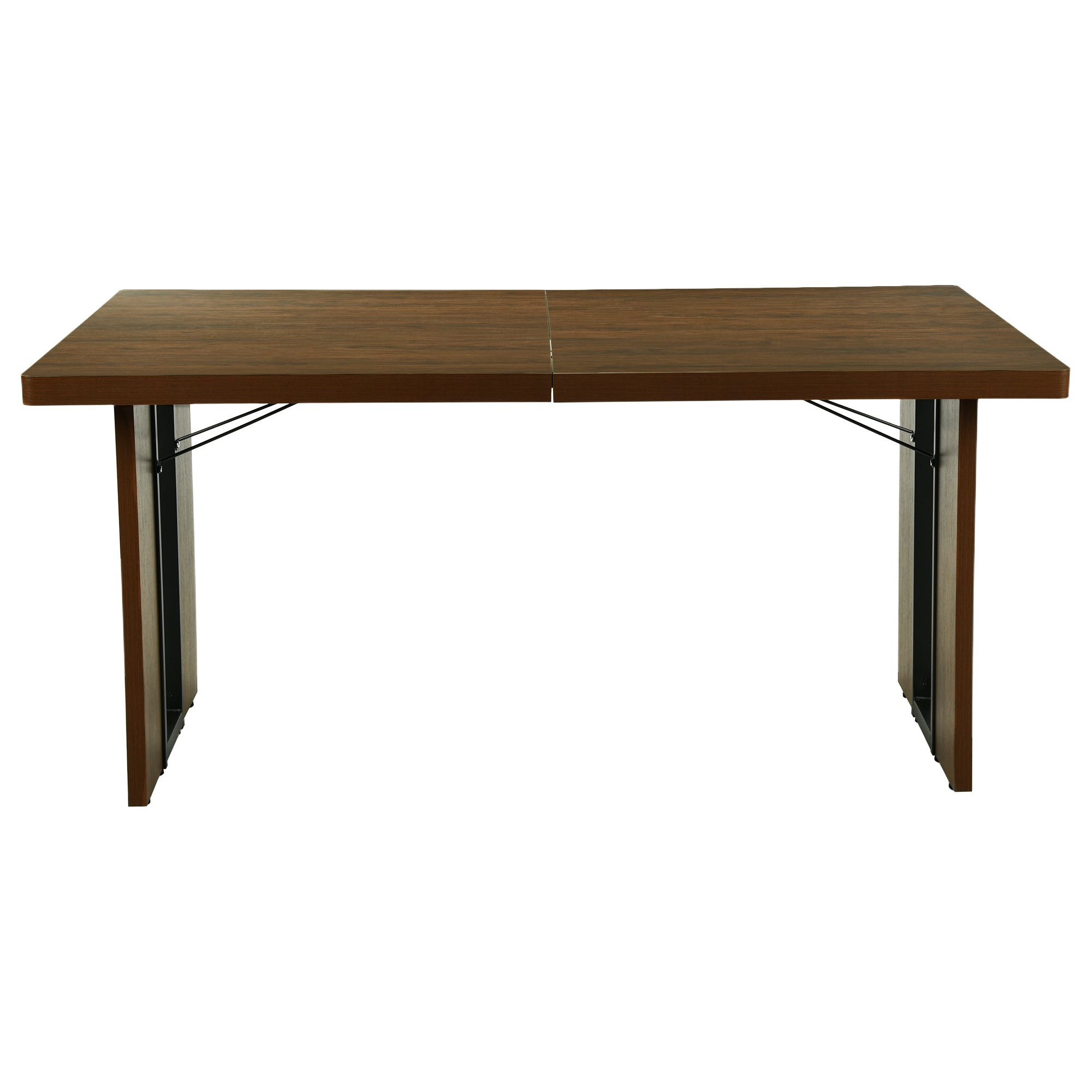 Homy Casa SORIAN 7PC Industrial Dining Set 63” Long Table with 6PC Charlton Suede Brown Dining Chairs