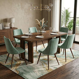 SORIAN Industrial MDF Dining Table 63" x 35" Modern Wood Finish