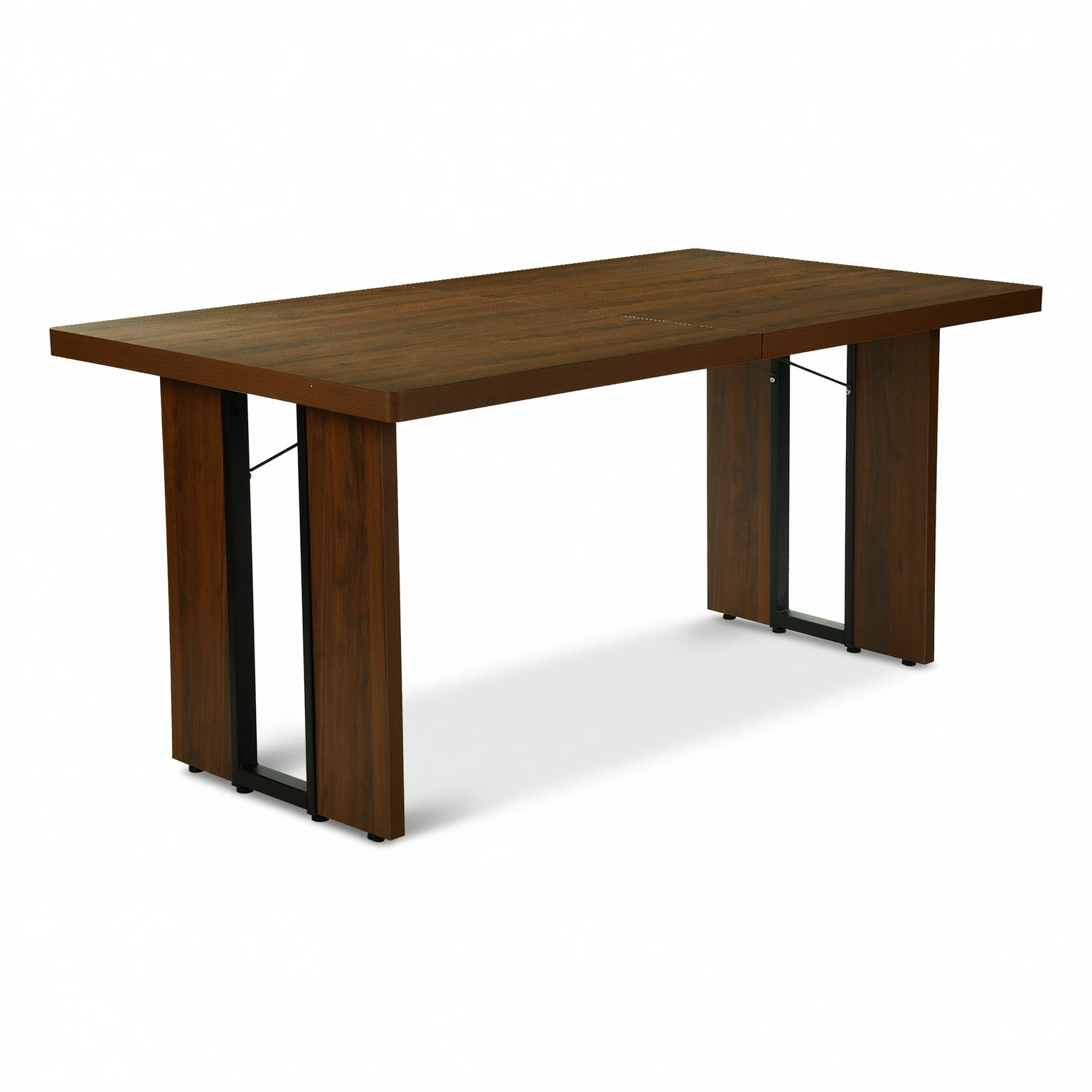 Homy Casa SORIAN+DOURO 5PC Dining Set 63" Table with 4 Beige Fabric Dining Chairs