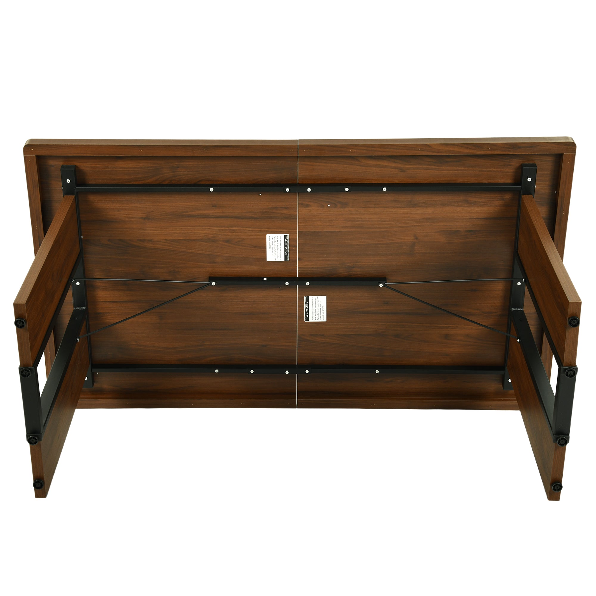 Homy Casa SORIAN 7PC Industrial Dining Set 63” Long Table with 6PC Charlton Suede Brown Dining Chairs