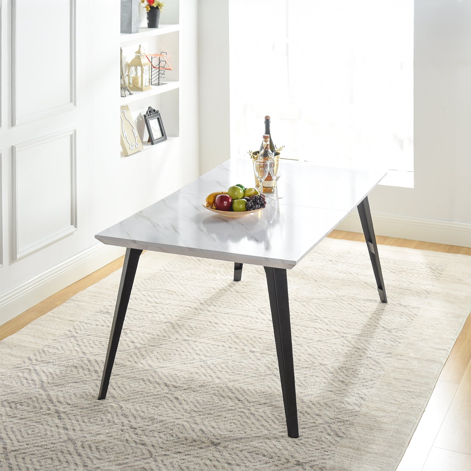 Stan Rectangular Dining Table with Wood Top & Black Metal Legs