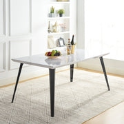 Stan 63” Rectangular Dining Table with Wood Top & Black Metal Legs