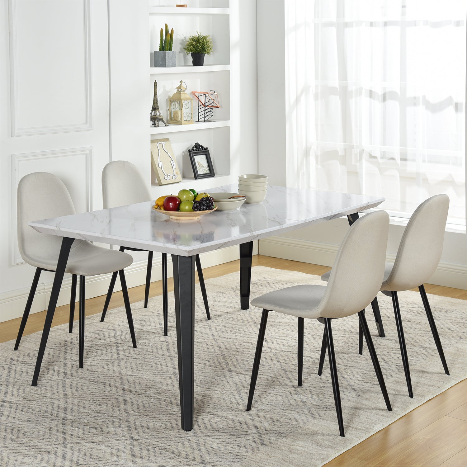 Stan 5 Piece White & Charlton Upholstered Dining Set