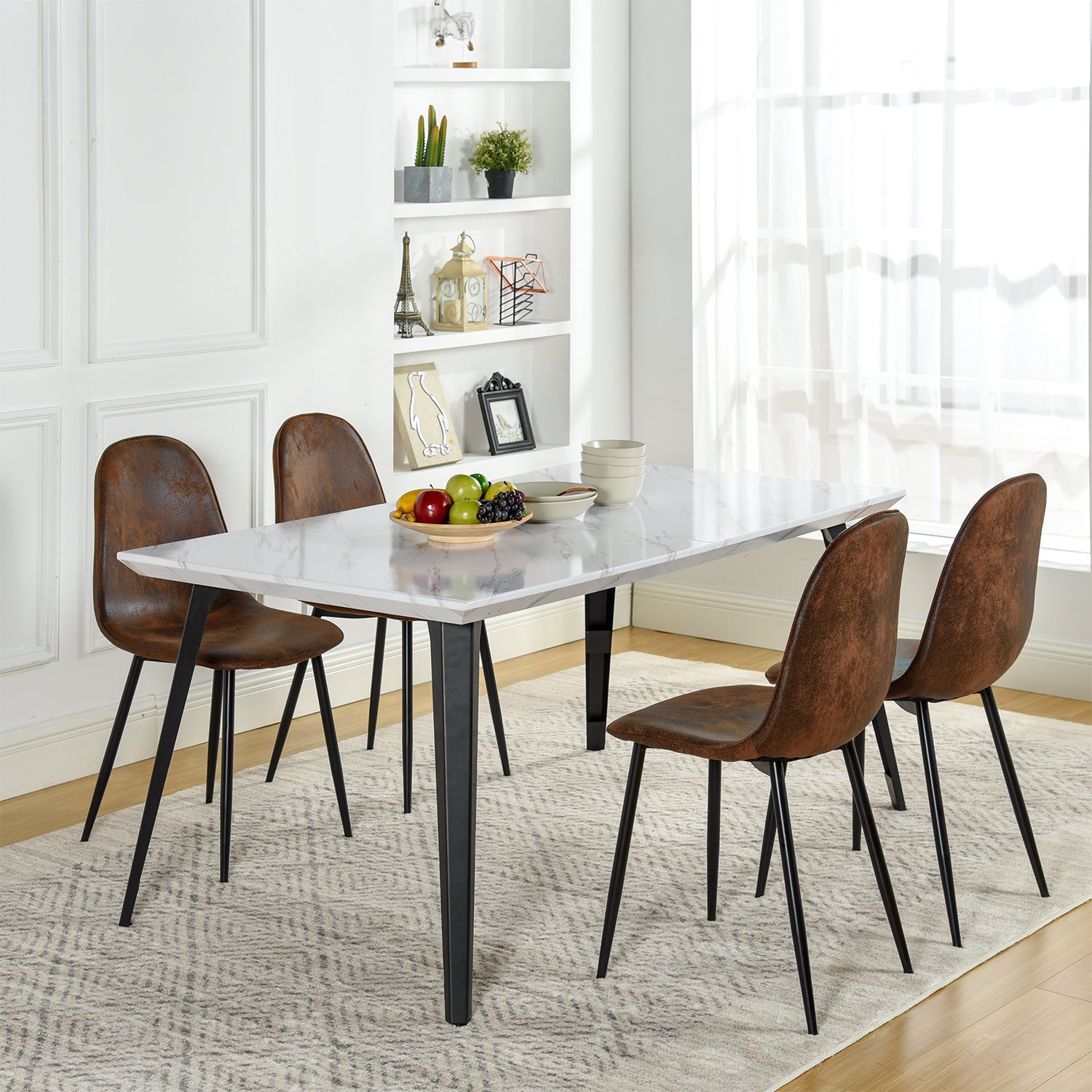 Stan 5 Piece White & Charlton Upholstered Dining Set