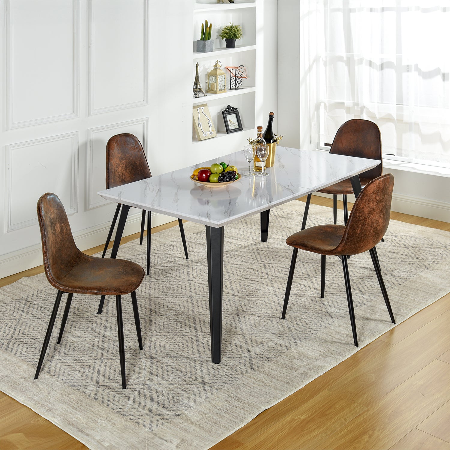 Stan 5 Piece White & Charlton Upholstered Dining Set